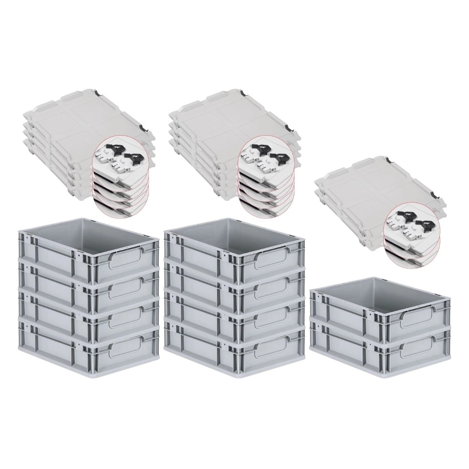 PROREGAL Spar Set 10x Eurobox Nextgen Economy Mit Scharnierdeckel & Schwarzen Schiebeschnappverschlüssen Griffe Geschlossen HxBxT 12 x 30 x 40 cm PROREGAL Spar Set 10x Eurobox Nextgen Economy Mit Scharnierdeckel & Schwarzen Schiebeschnappverschlüssen Griffe Geschlossen HxBxT 12 x 30 x 40 cm von PROREGAL