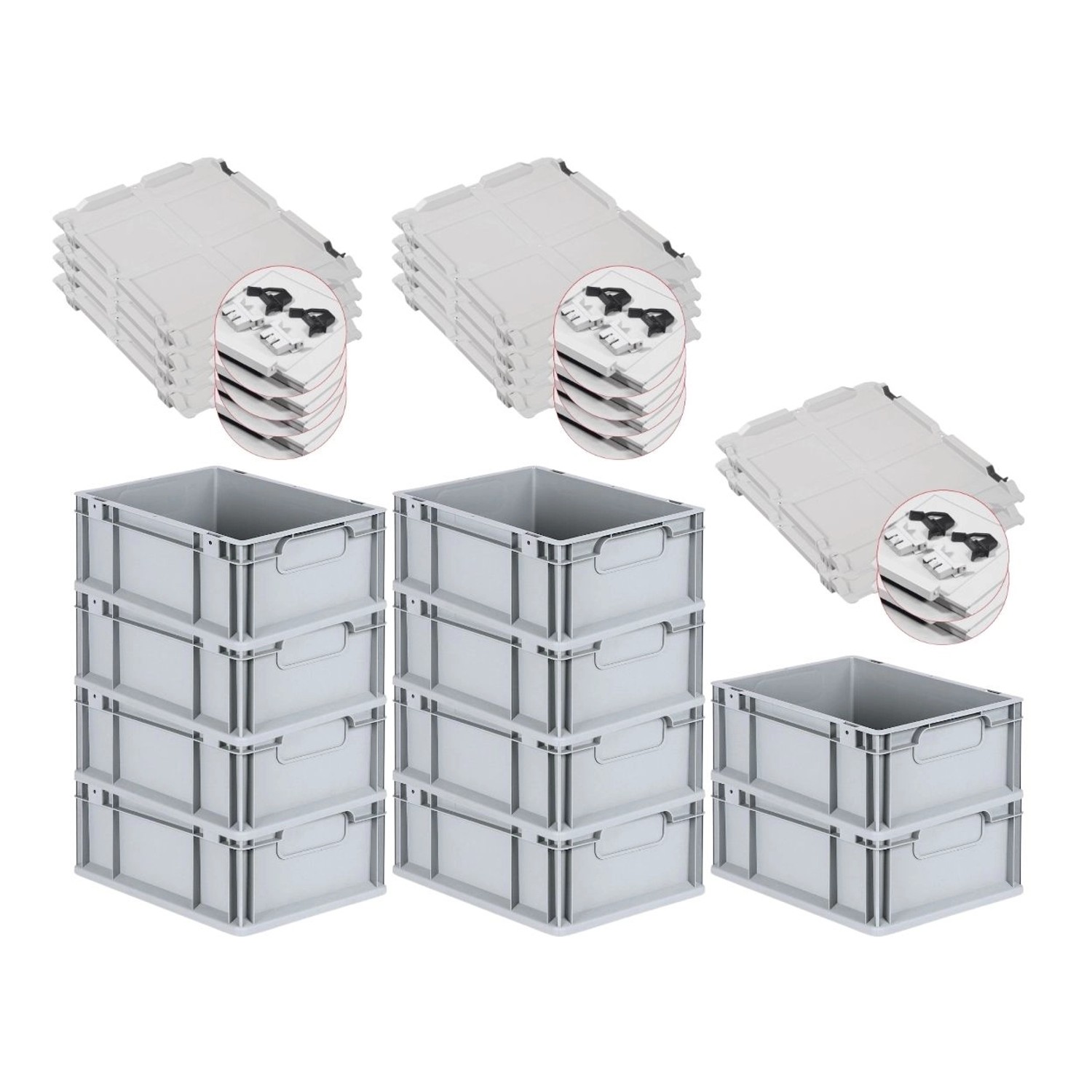PROREGAL Spar Set 10x Eurobox Nextgen Economy Mit Scharnierdeckel & Schwarzen Schiebeschnappverschlüssen Griffe Geschlossen HxBxT 17 x 30 x 40 cm PROREGAL Spar Set 10x Eurobox Nextgen Economy Mit Scharnierdeckel & Schwarzen Schiebeschnappverschlüssen Griffe Geschlossen HxBxT 17 x 30 x 40 cm von PROREGAL