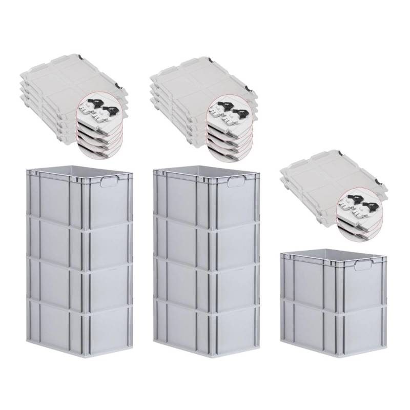 PROREGAL Spar Set 10x Eurobox Nextgen Economy Mit Scharnierdeckel & Schwarzen Schiebeschnappverschlüssen Griffe Geschlossen HxBxT 32 x 40 x 60 cm von PROREGAL