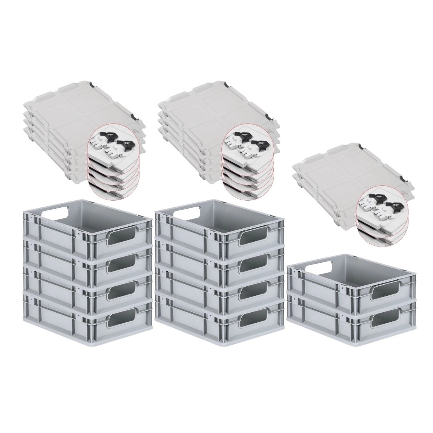 PROREGAL Spar Set 10x Eurobox Nextgen Economy Mit Scharnierdeckel & Schwarzen Schiebeschnappverschlüssen Griffe Offen HxBxT 12 x 30 x 40 cm 11 Liter PROREGAL Spar Set 10x Eurobox Nextgen Economy Mit Scharnierdeckel & Schwarzen Schiebeschnappverschlüssen Griffe Offen HxBxT 12 x 30 x 40 cm 11 Liter von PROREGAL