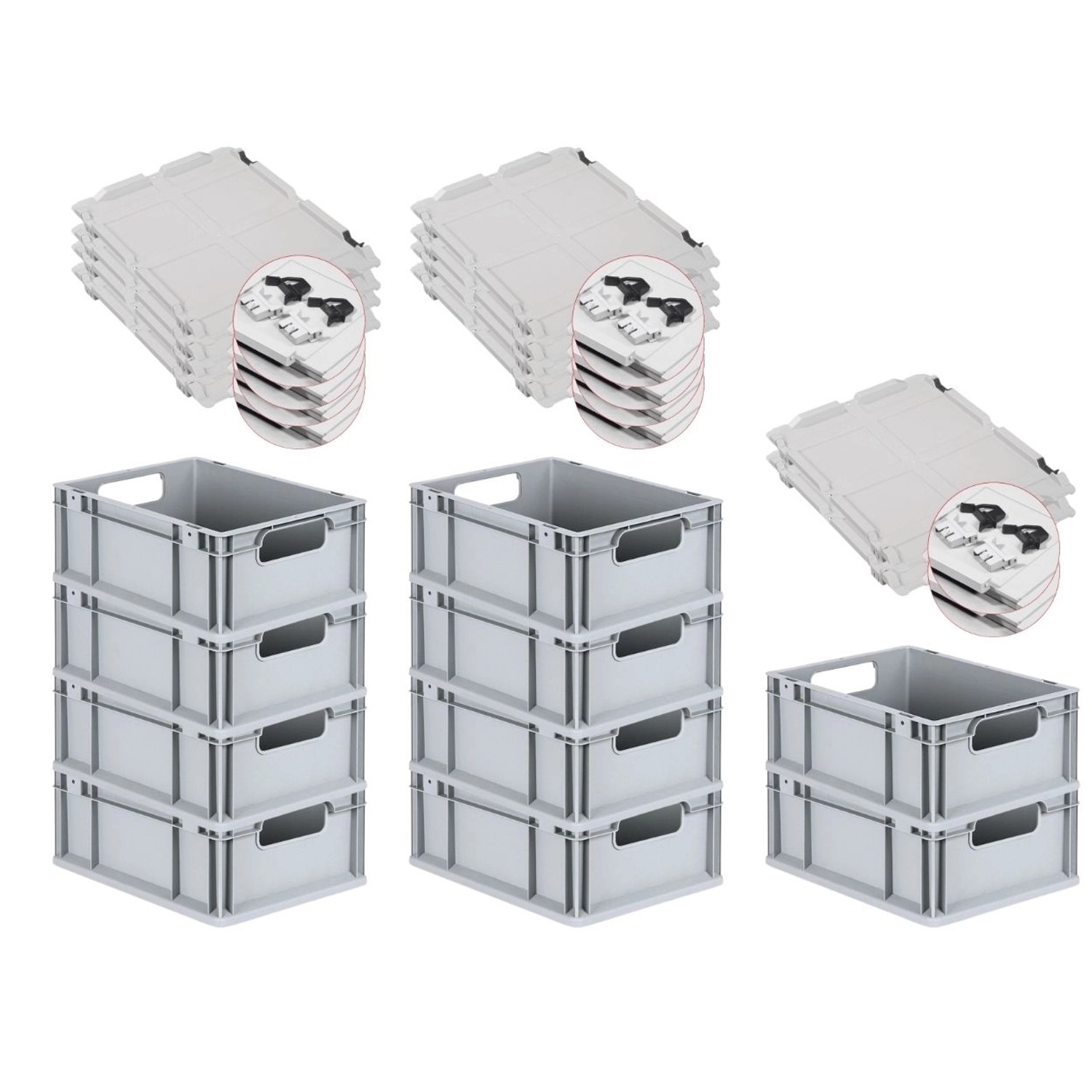 PROREGAL Spar Set 10x Eurobox Nextgen Economy Mit Scharnierdeckel & Schwarzen Schiebeschnappverschlüssen Griffe Offen HxBxT 17 x 30 x 40 cm 16 Liter PROREGAL Spar Set 10x Eurobox Nextgen Economy Mit Scharnierdeckel & Schwarzen Schiebeschnappverschlüssen Griffe Offen HxBxT 17 x 30 x 40 cm 16 Liter von PROREGAL