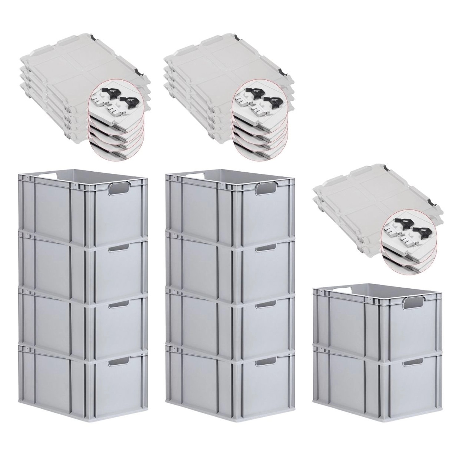 PROREGAL Spar Set 10x Eurobox Nextgen Economy Mit Scharnierdeckel & Schwarzen Schiebeschnappverschlüssen Griffe Offen HxBxT 32 x 40 x 60 cm 65 Liter PROREGAL Spar Set 10x Eurobox Nextgen Economy Mit Scharnierdeckel & Schwarzen Schiebeschnappverschlüssen Griffe Offen HxBxT 32 x 40 x 60 cm 65 Liter von PROREGAL
