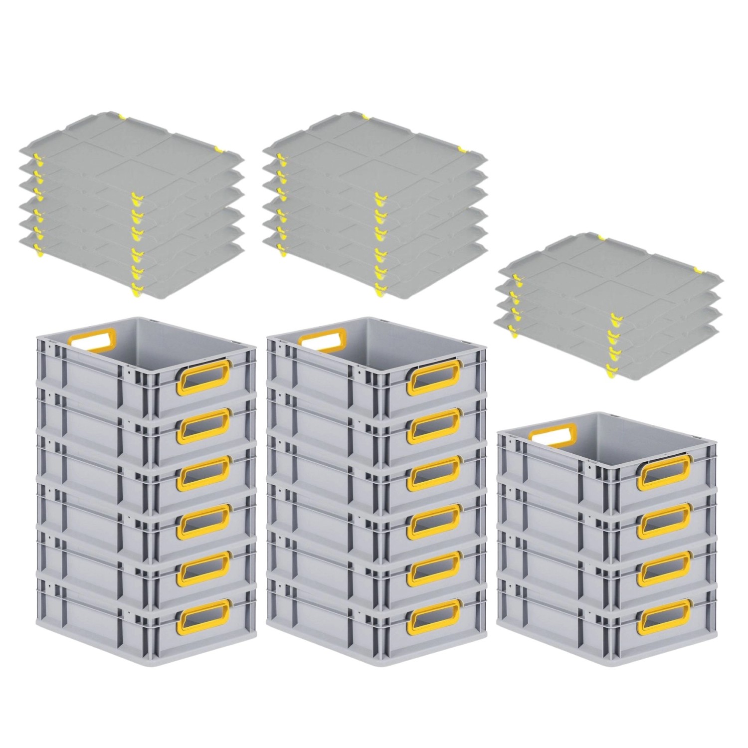 PROREGAL Spar Set 16x Eurobox Nextgen Color Mit Auflagedeckel & Schiebeschnappverschlüsse HxBxT 12 x 30 x 40 cm Griffe Gelb Offen Glatter Boden PROREGAL Spar Set 16x Eurobox Nextgen Color Mit Auflagedeckel & Schiebeschnappverschlüsse HxBxT 12 x 30 x 40 cm Griffe Gelb Offen Glatter Boden von PROREGAL