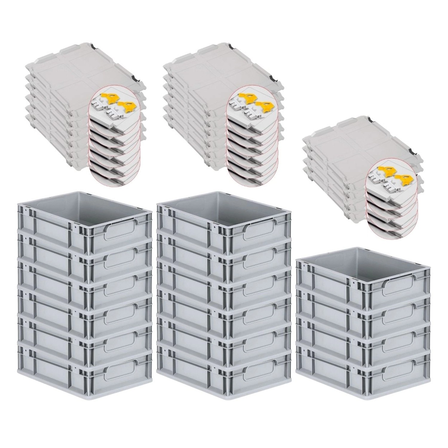 PROREGAL Spar Set 16x Eurobox Nextgen Economy Mit Scharnierdeckel & Gelben Schiebeschnappverschlüsse Griffe Geschlossen HxBxT 12 x 30 x 40 cm 11 Liter PROREGAL Spar Set 16x Eurobox Nextgen Economy Mit Scharnierdeckel & Gelben Schiebeschnappverschlüsse Griffe Geschlossen HxBxT 12 x 30 x 40 cm 11 Liter von PROREGAL