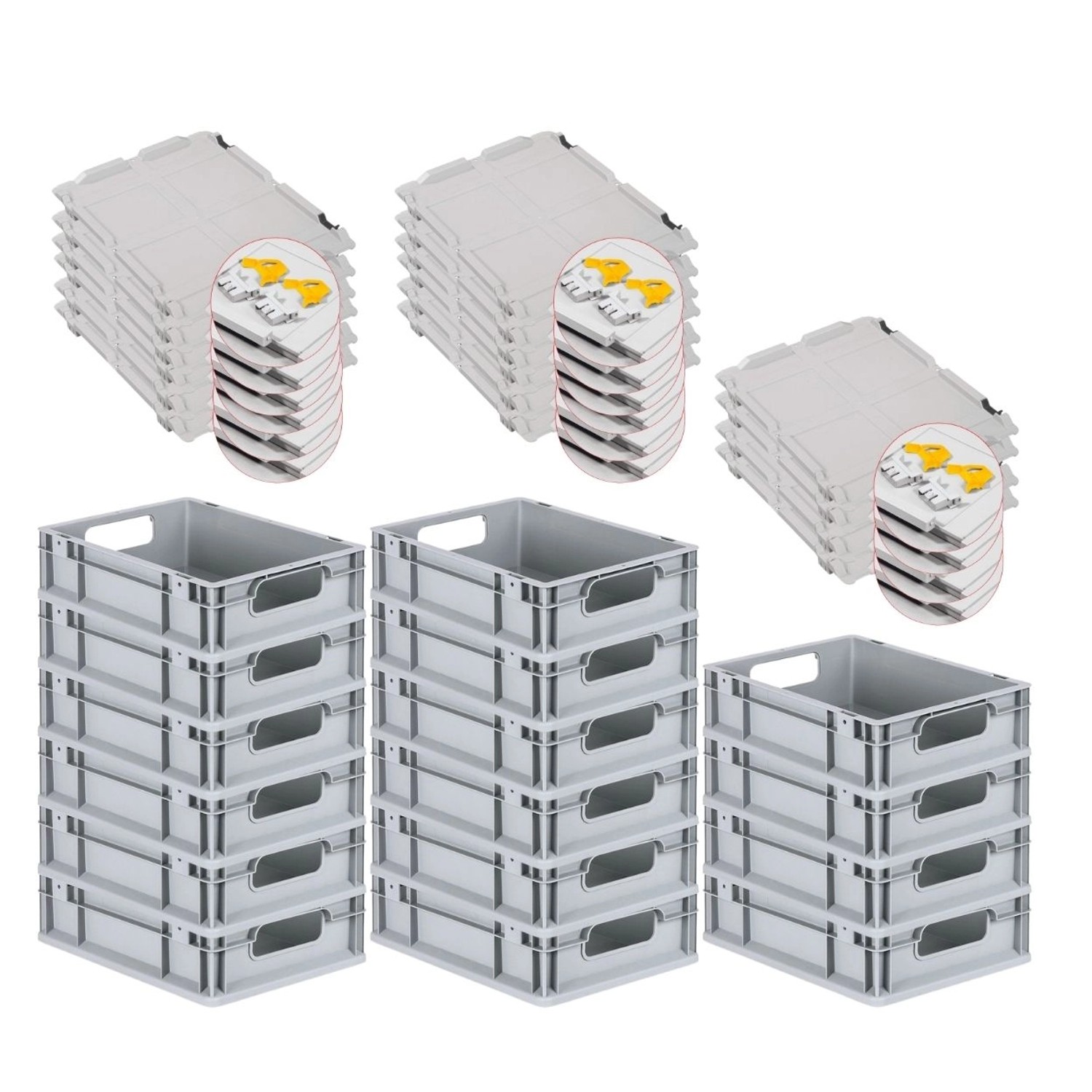 PROREGAL Spar Set 16x Eurobox Nextgen Economy Mit Scharnierdeckel & Gelben Schiebeschnappverschlüssen Griffe Offen HxBxT 12 x 30 x 40 cm 11 Liter PROREGAL Spar Set 16x Eurobox Nextgen Economy Mit Scharnierdeckel & Gelben Schiebeschnappverschlüssen Griffe Offen HxBxT 12 x 30 x 40 cm 11 Liter von PROREGAL