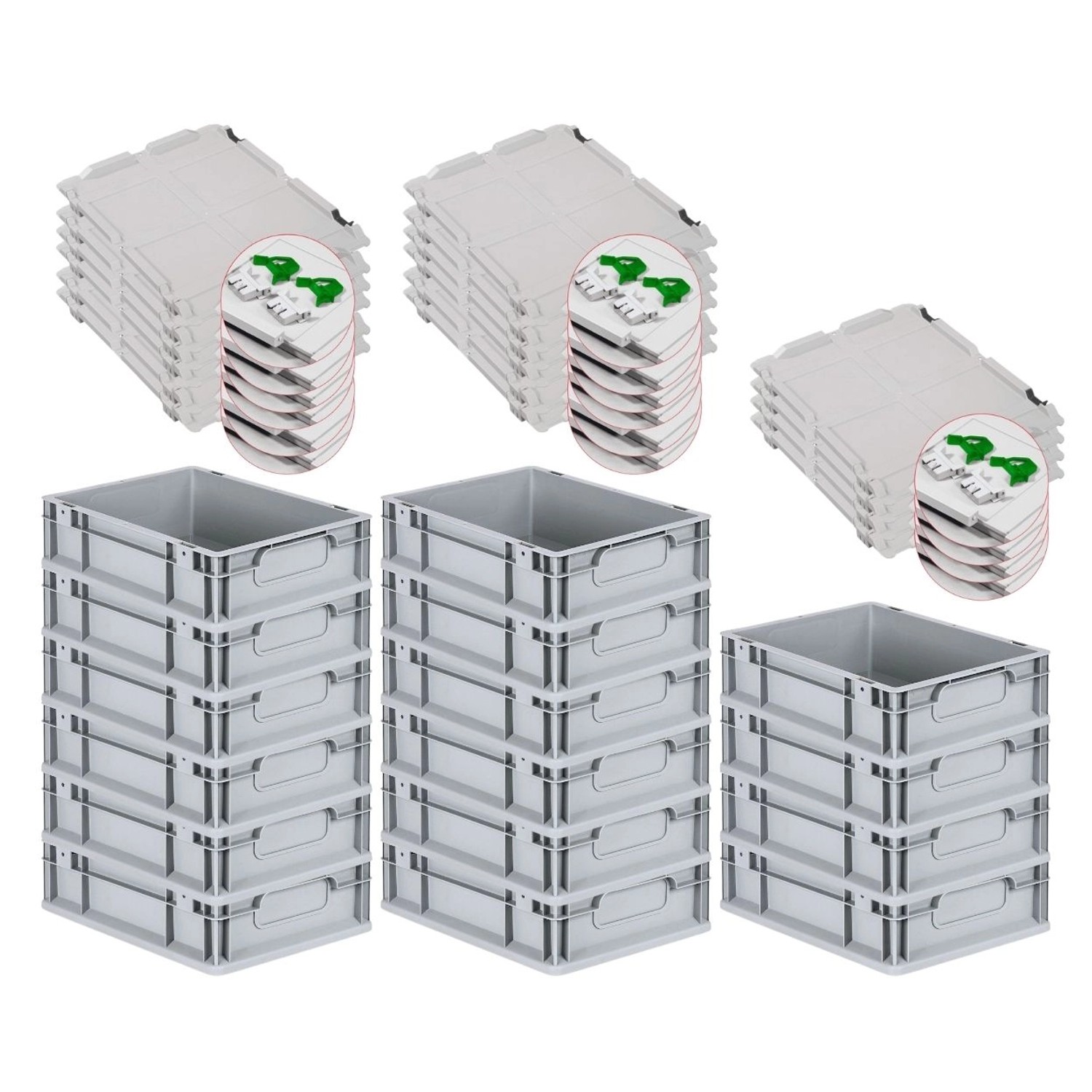 PROREGAL Spar Set 16x Eurobox Nextgen Economy Mit Scharnierdeckel & Grünen Schiebeschnappverschlüsse Griffe Geschlossen HxBxT 12 x 30 x 40 cm 11 Liter PROREGAL Spar Set 16x Eurobox Nextgen Economy Mit Scharnierdeckel & Grünen Schiebeschnappverschlüsse Griffe Geschlossen HxBxT 12 x 30 x 40 cm 11 Liter von PROREGAL