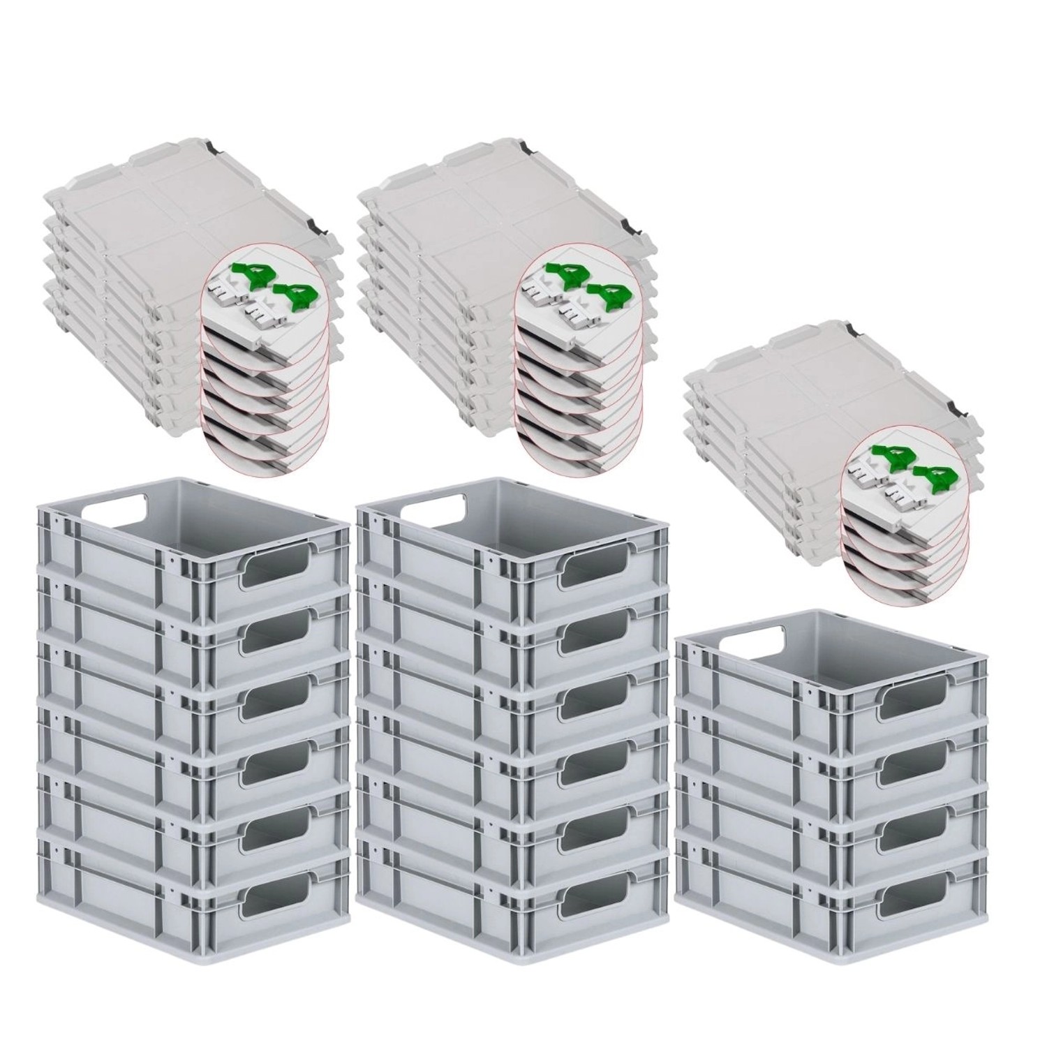 PROREGAL Spar Set 16x Eurobox Nextgen Economy Mit Scharnierdeckel & Grünen Schiebeschnappverschlüssen Griffe Offen HxBxT 12 x 30 x 40 cm 11 Liter PROREGAL Spar Set 16x Eurobox Nextgen Economy Mit Scharnierdeckel & Grünen Schiebeschnappverschlüssen Griffe Offen HxBxT 12 x 30 x 40 cm 11 Liter von PROREGAL