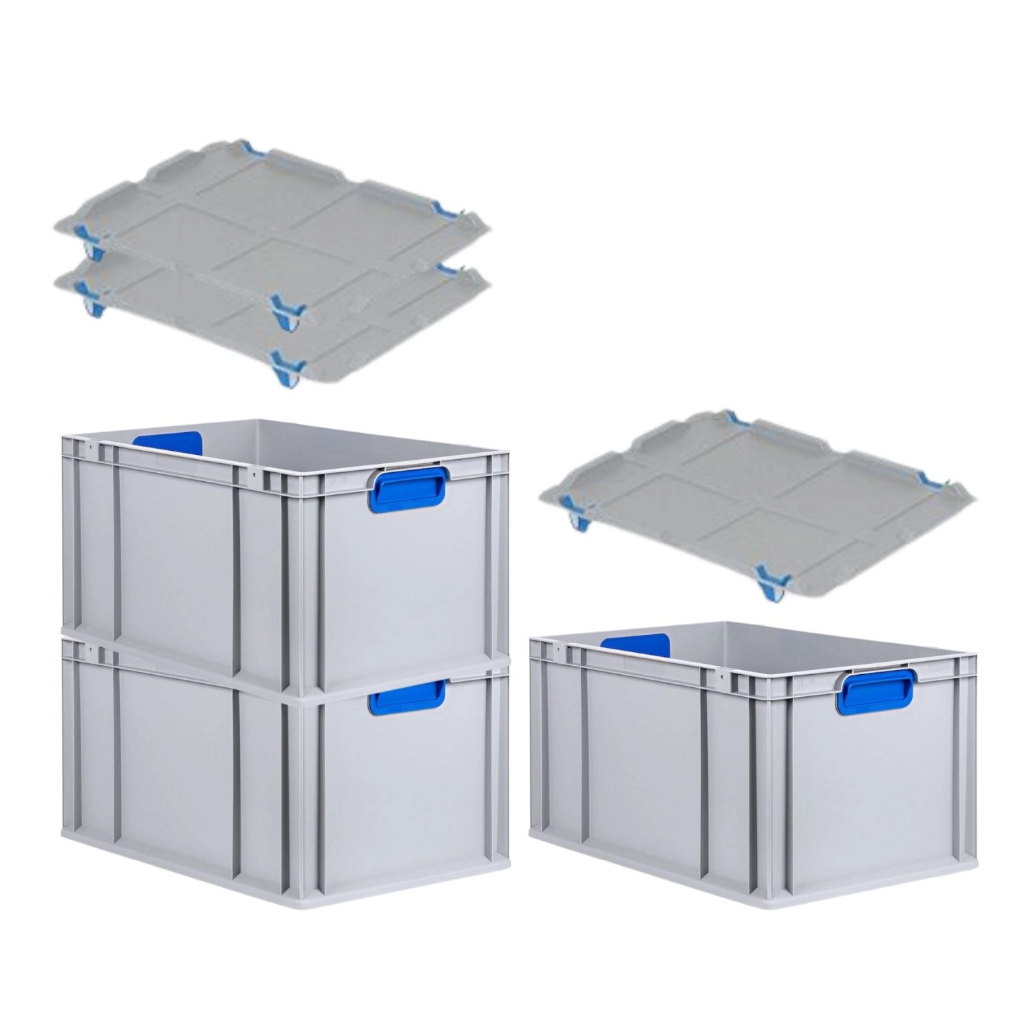 PROREGAL Spar Set 3x Eurobox Nextgen Color Mit Auflagedeckel & Schiebeschnappverschlüsse HxBxT 32 x 40 x 60 cm Griffe Blau Verstärkter Boden PROREGAL Spar Set 3x Eurobox Nextgen Color Mit Auflagedeckel & Schiebeschnappverschlüsse HxBxT 32 x 40 x 60 cm Griffe Blau Verstärkter Boden von PROREGAL