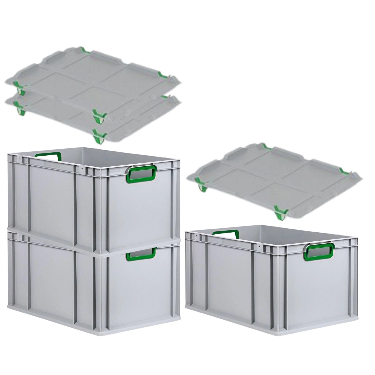 PROREGAL Spar Set 3x Eurobox Nextgen Color Mit Auflagedeckel & Schiebeschnappverschlüsse HxBxT 32 x 40 x 60 cm Griffe Grün Offen Verstärkter Boden PROREGAL Spar Set 3x Eurobox Nextgen Color Mit Auflagedeckel & Schiebeschnappverschlüsse HxBxT 32 x 40 x 60 cm Griffe Grün Offen Verstärkter Boden von PROREGAL