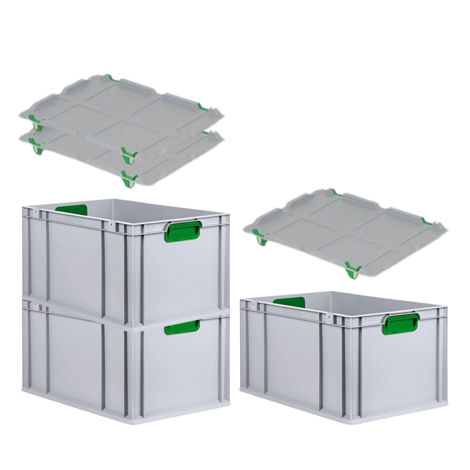 PROREGAL Spar Set 3x Eurobox Nextgen Color Mit Auflagedeckel & Schiebeschnappverschlüsse HxBxT 32 x 40 x 60 cm Griffe Grün Verstärkter Boden PROREGAL Spar Set 3x Eurobox Nextgen Color Mit Auflagedeckel & Schiebeschnappverschlüsse HxBxT 32 x 40 x 60 cm Griffe Grün Verstärkter Boden von PROREGAL
