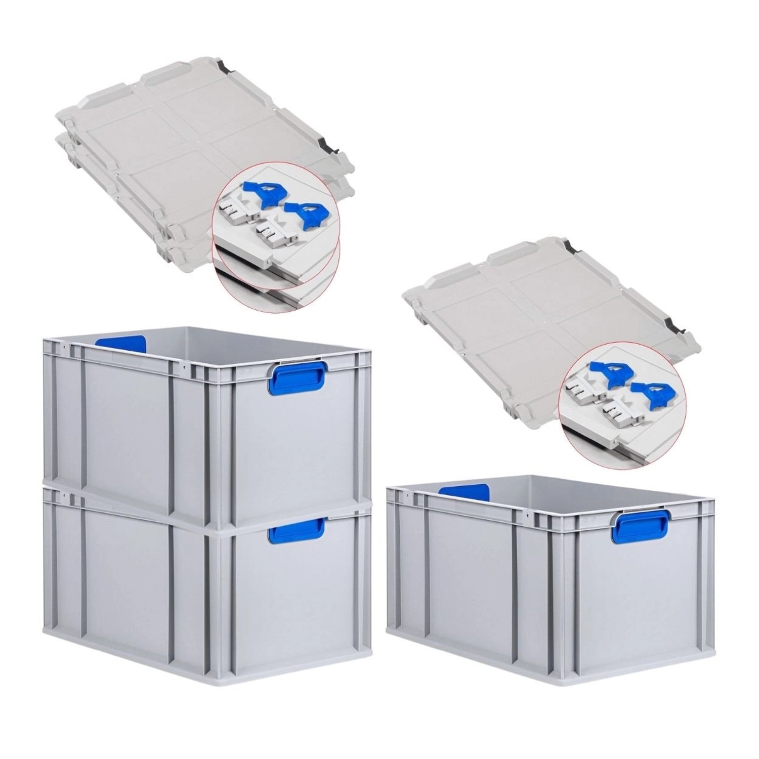 PROREGAL Spar Set 3x Eurobox Nextgen Color Mit Scharnierdeckel & Schiebeschnappverschlüsse HxBxT 32 x 40 x 60 cm Griffe Blau Verstärkter Boden PROREGAL Spar Set 3x Eurobox Nextgen Color Mit Scharnierdeckel & Schiebeschnappverschlüsse HxBxT 32 x 40 x 60 cm Griffe Blau Verstärkter Boden von PROREGAL