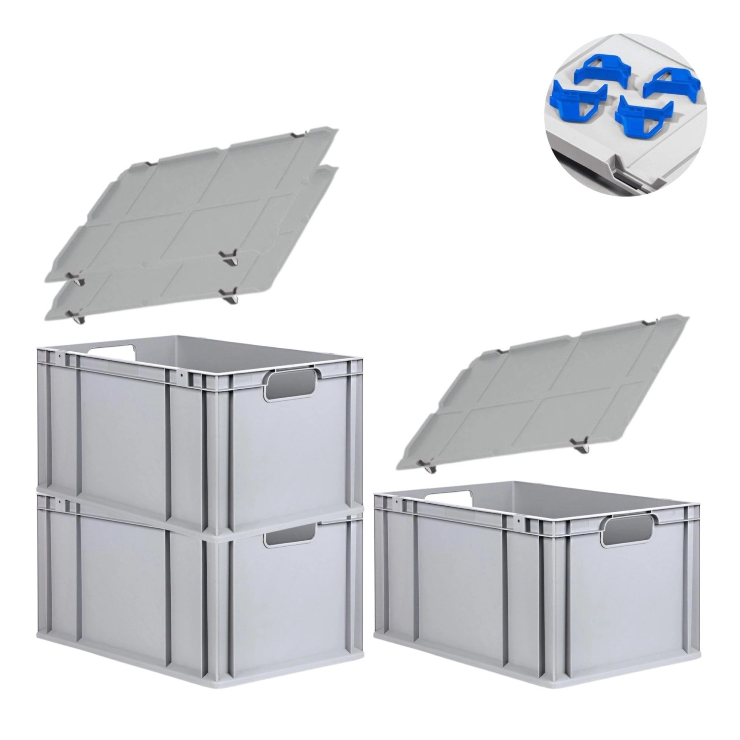 PROREGAL Spar Set 3x Eurobox Nextgen Economy Mit Auflagedeckel & 4x Schiebeschnappverschlüsse Blau Griffe Offen HxBxT 32 x 40 x 60 cm 65 Liter PROREGAL Spar Set 3x Eurobox Nextgen Economy Mit Auflagedeckel & 4x Schiebeschnappverschlüsse Blau Griffe Offen HxBxT 32 x 40 x 60 cm 65 Liter von PROREGAL