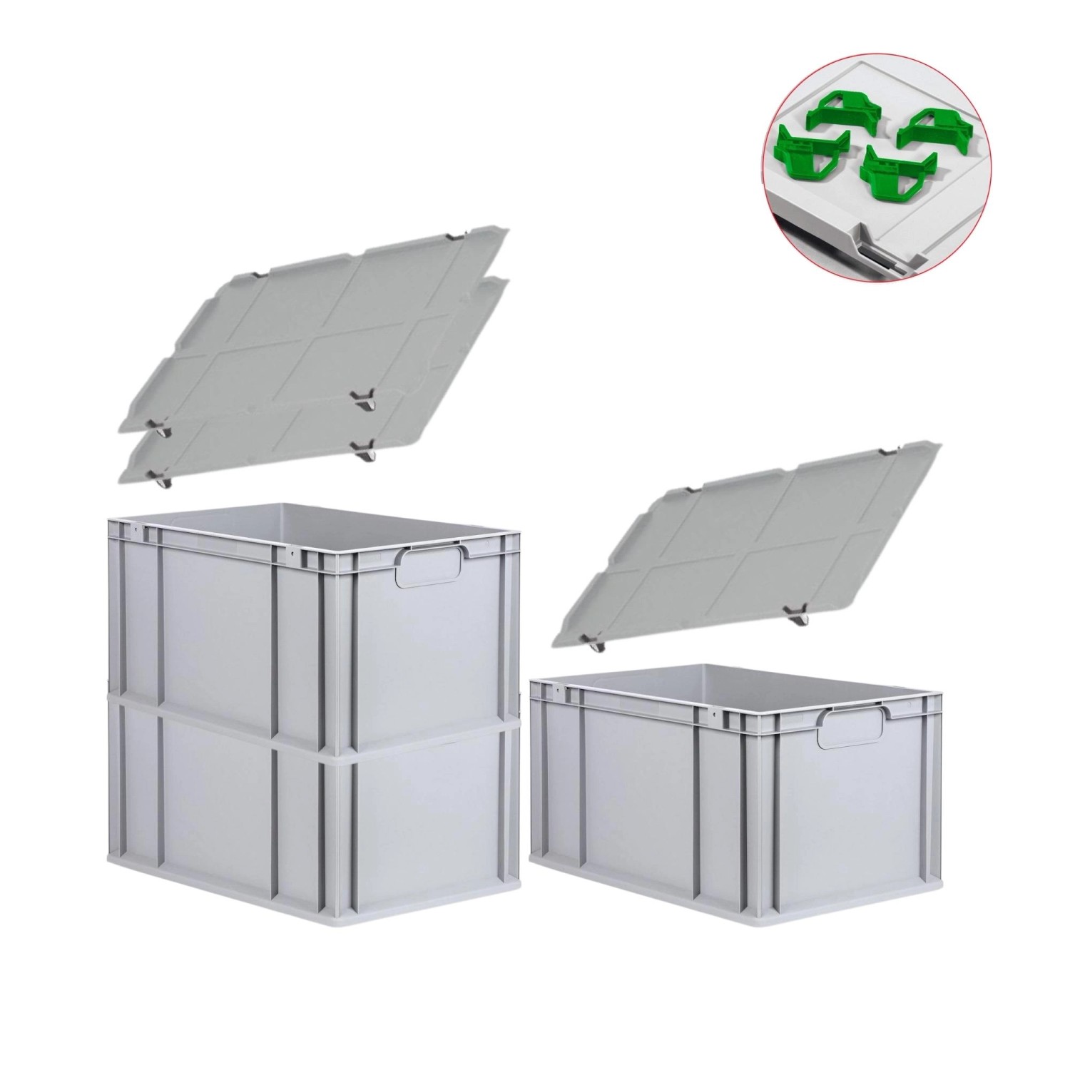 PROREGAL Spar Set 3x Eurobox Nextgen Economy Mit Auflagedeckel & 4x Schiebeschnappverschlüsse Grün Griffe Geschlossen HxBxT 32 x 40 x 60 cm 65 Liter PROREGAL Spar Set 3x Eurobox Nextgen Economy Mit Auflagedeckel & 4x Schiebeschnappverschlüsse Grün Griffe Geschlossen HxBxT 32 x 40 x 60 cm 65 Liter von PROREGAL