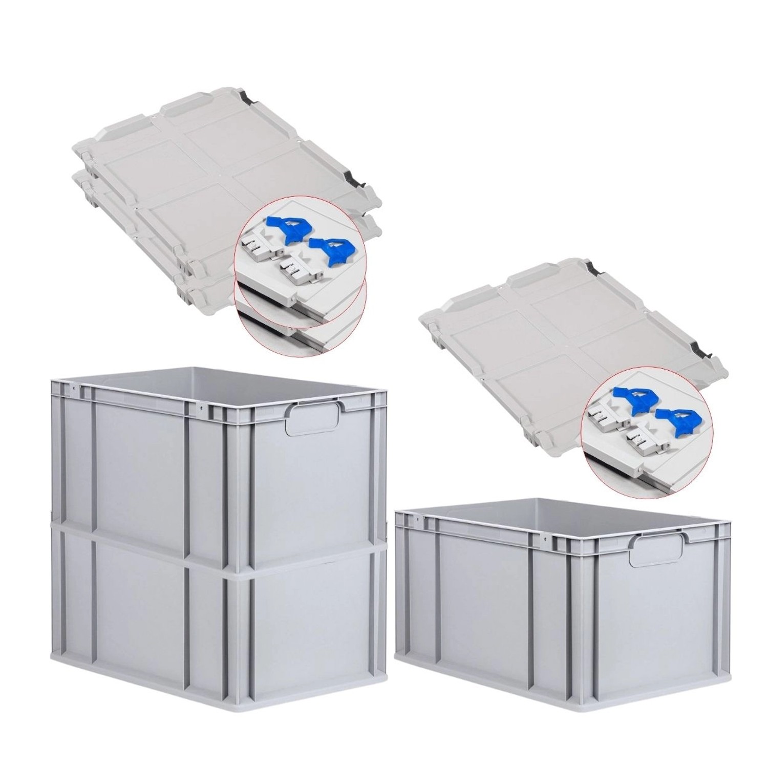 PROREGAL Spar Set 3x Eurobox Nextgen Economy Mit Scharnierdeckel & Blauen Schiebeschnappverschlüsse Griffe Geschlossen HxBxT 32 x 40 x 60 cm 65 Liter PROREGAL Spar Set 3x Eurobox Nextgen Economy Mit Scharnierdeckel & Blauen Schiebeschnappverschlüsse Griffe Geschlossen HxBxT 32 x 40 x 60 cm 65 Liter von PROREGAL