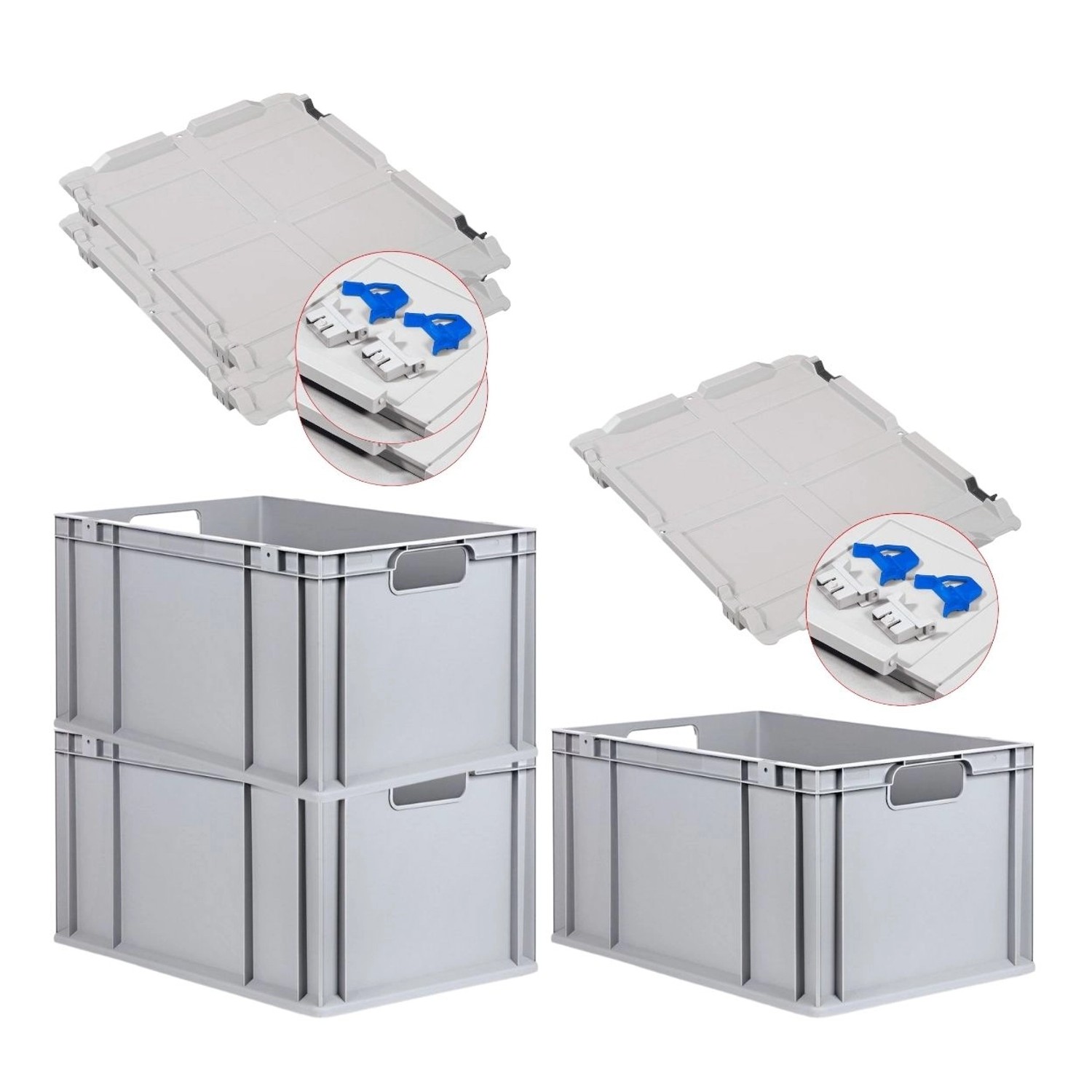 PROREGAL Spar Set 3x Eurobox Nextgen Economy Mit Scharnierdeckel & Blauen Schiebeschnappverschlüssen Griffe Offen HxBxT 32 x 40 x 60 cm 65 Liter PROREGAL Spar Set 3x Eurobox Nextgen Economy Mit Scharnierdeckel & Blauen Schiebeschnappverschlüssen Griffe Offen HxBxT 32 x 40 x 60 cm 65 Liter von PROREGAL
