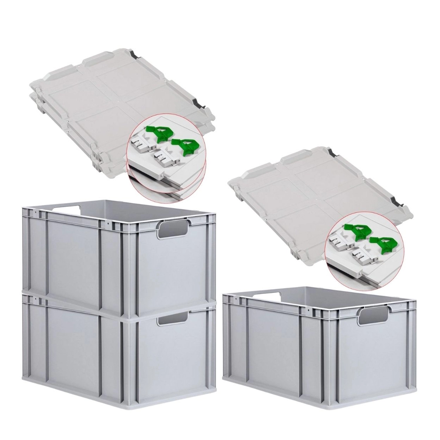 PROREGAL Spar Set 3x Eurobox Nextgen Economy Mit Scharnierdeckel & Grünen Schiebeschnappverschlüssen Griffe Offen HxBxT 32 x 40 x 60 cm 65 Liter PROREGAL Spar Set 3x Eurobox Nextgen Economy Mit Scharnierdeckel & Grünen Schiebeschnappverschlüssen Griffe Offen HxBxT 32 x 40 x 60 cm 65 Liter von PROREGAL
