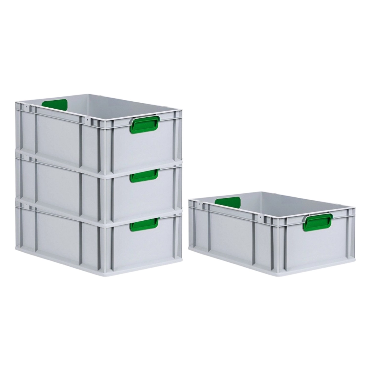 PROREGAL Spar Set 4x Eurobox Nextgen Color HxBxT 22 x 40 x 60 cm 44 Liter Griffe Grün Geschlossen Verstärkter Boden Eurobehälter Transportbox von PROREGAL