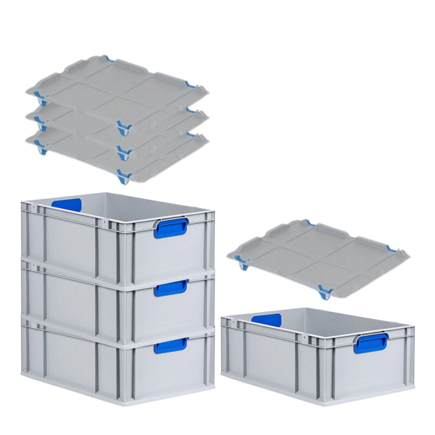 PROREGAL Spar Set 4x Eurobox Nextgen Color Mit Auflagedeckel & Schiebeschnappverschlüsse HxBxT 22 x 40 x 60 cm Griffe Blau Verstärkter Boden PROREGAL Spar Set 4x Eurobox Nextgen Color Mit Auflagedeckel & Schiebeschnappverschlüsse HxBxT 22 x 40 x 60 cm Griffe Blau Verstärkter Boden von PROREGAL