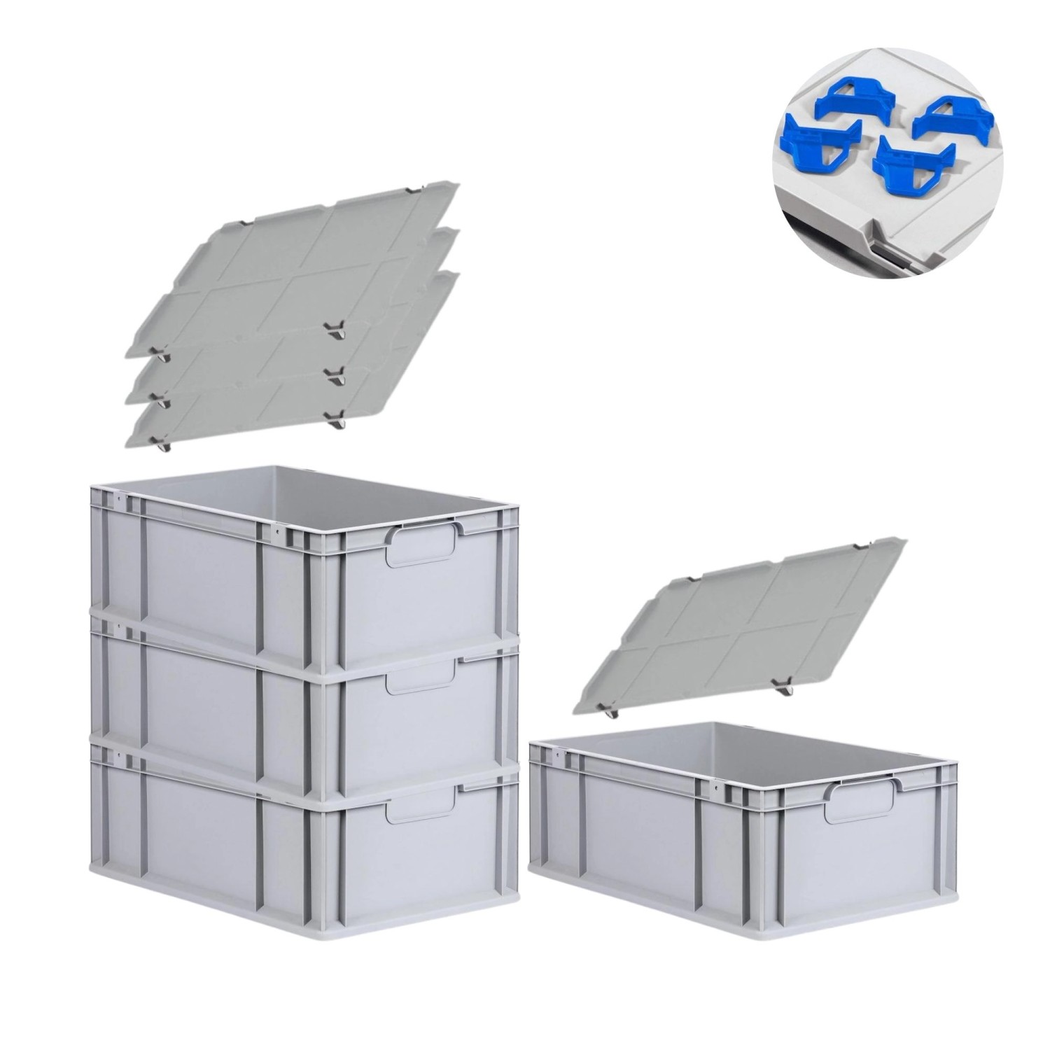 PROREGAL Spar Set 4x Eurobox Nextgen Economy Mit Auflagedeckel & 4x Schiebeschnappverschlüsse Blau Griffe Geschlossen HxBxT 22 x 40 x 60 cm 44 Liter PROREGAL Spar Set 4x Eurobox Nextgen Economy Mit Auflagedeckel & 4x Schiebeschnappverschlüsse Blau Griffe Geschlossen HxBxT 22 x 40 x 60 cm 44 Liter von PROREGAL