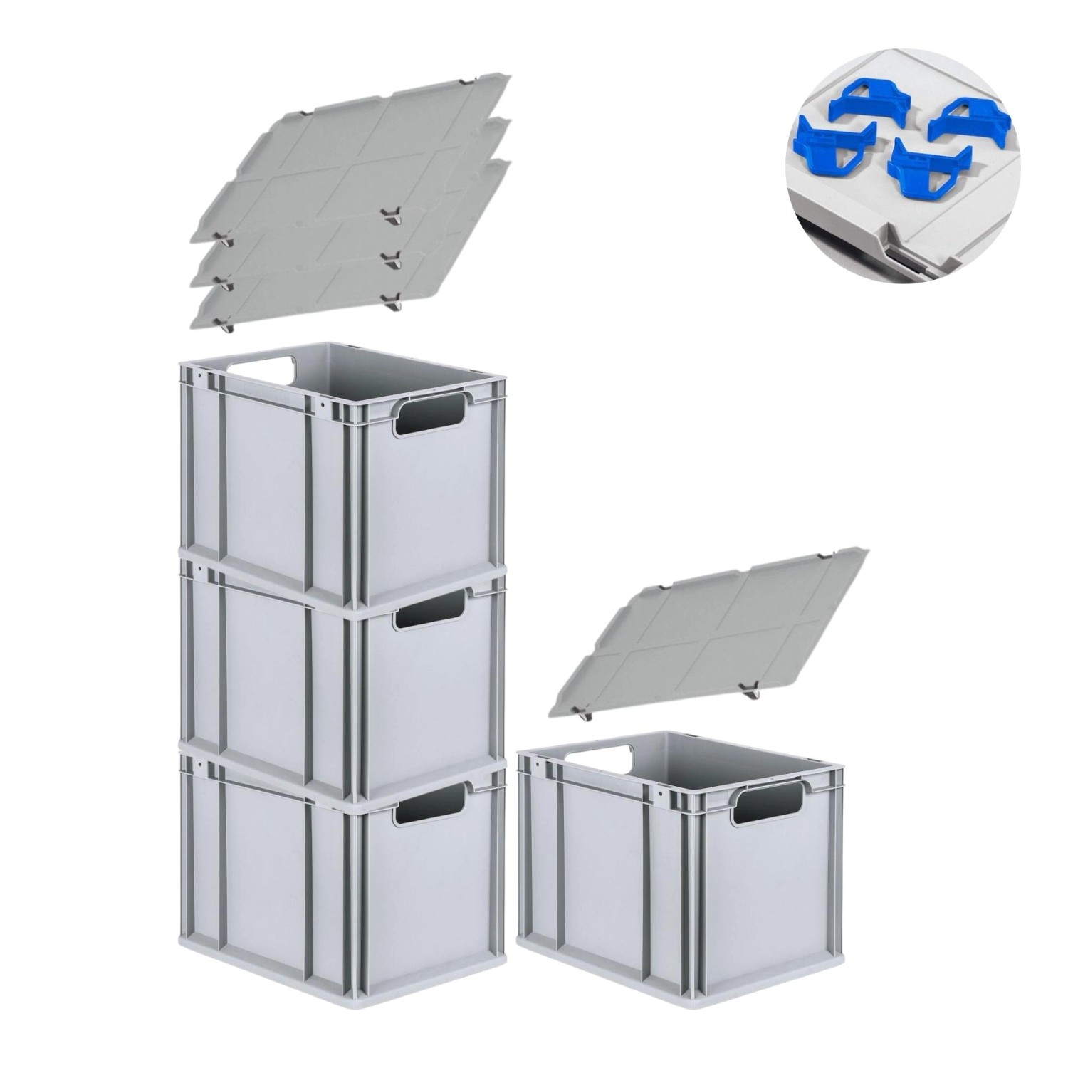 PROREGAL Spar Set 4x Eurobox Nextgen Economy Mit Auflagedeckel & 4x Schiebeschnappverschlüsse Blau Griffe Offen HxBxT 32 x 30 x 40 cm 30 Liter PROREGAL Spar Set 4x Eurobox Nextgen Economy Mit Auflagedeckel & 4x Schiebeschnappverschlüsse Blau Griffe Offen HxBxT 32 x 30 x 40 cm 30 Liter von PROREGAL