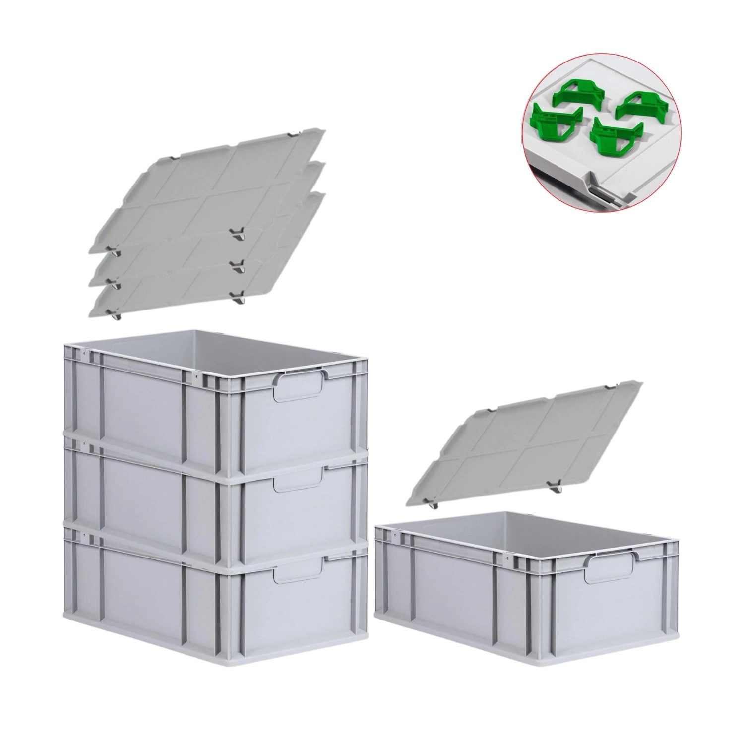 PROREGAL Spar Set 4x Eurobox Nextgen Economy Mit Auflagedeckel & 4x Schiebeschnappverschlüsse Grün Griffe Geschlossen HxBxT 22 x 40 x 60 cm 44 Liter PROREGAL Spar Set 4x Eurobox Nextgen Economy Mit Auflagedeckel & 4x Schiebeschnappverschlüsse Grün Griffe Geschlossen HxBxT 22 x 40 x 60 cm 44 Liter von PROREGAL