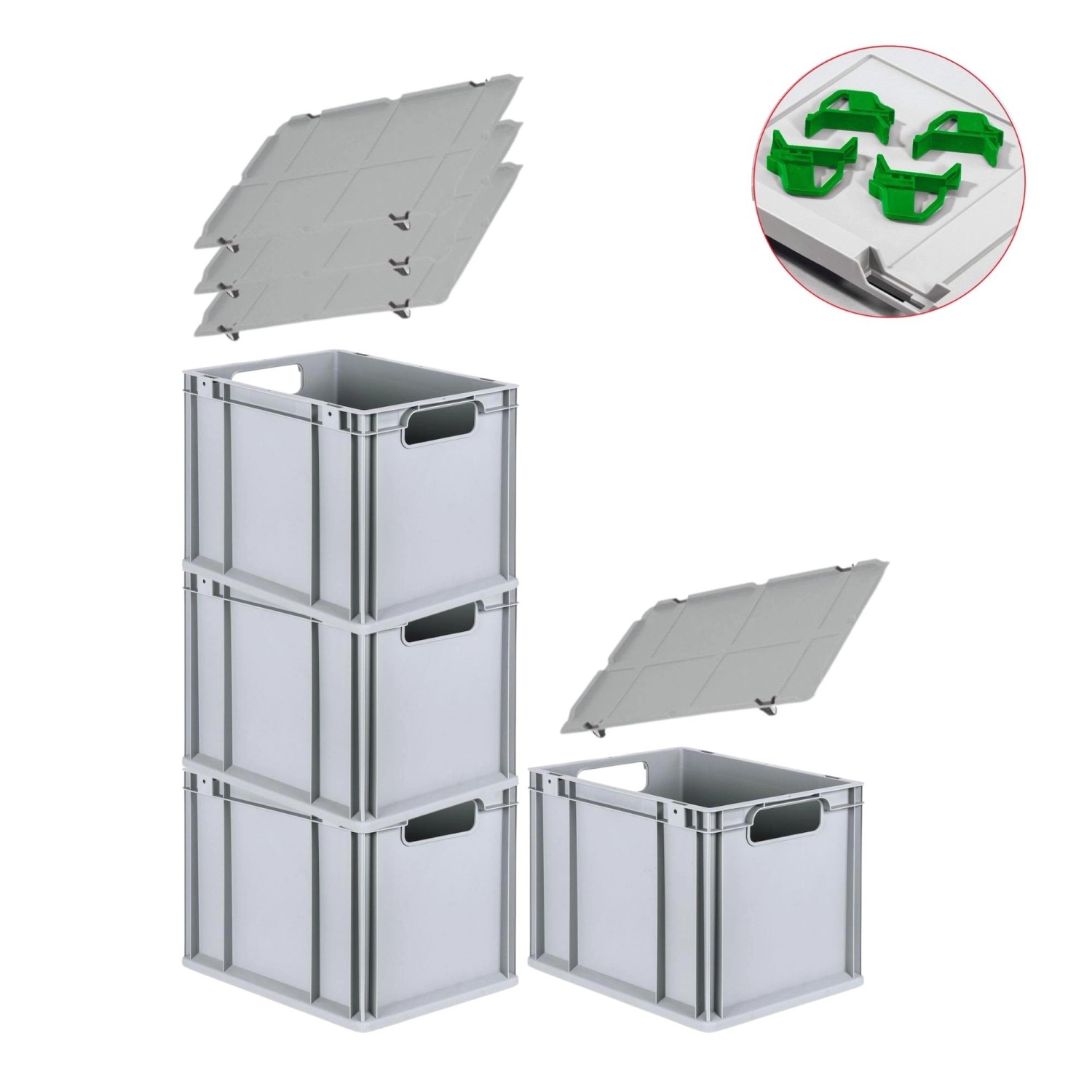 PROREGAL Spar Set 4x Eurobox Nextgen Economy Mit Auflagedeckel & 4x Schiebeschnappverschlüsse Grün Griffe Offen HxBxT 32 x 30 x 40 cm 30 Liter PROREGAL Spar Set 4x Eurobox Nextgen Economy Mit Auflagedeckel & 4x Schiebeschnappverschlüsse Grün Griffe Offen HxBxT 32 x 30 x 40 cm 30 Liter von PROREGAL