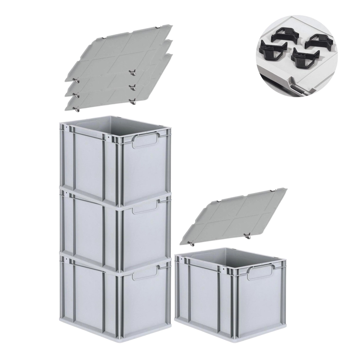 PROREGAL Spar Set 4x Eurobox Nextgen Economy Mit Auflagedeckel & 4x Schiebeschnappverschlüsse Schwarz Griffe Geschlossen HxBxT 32 x 30 x 40 cm PROREGAL Spar Set 4x Eurobox Nextgen Economy Mit Auflagedeckel & 4x Schiebeschnappverschlüsse Schwarz Griffe Geschlossen HxBxT 32 x 30 x 40 cm von PROREGAL