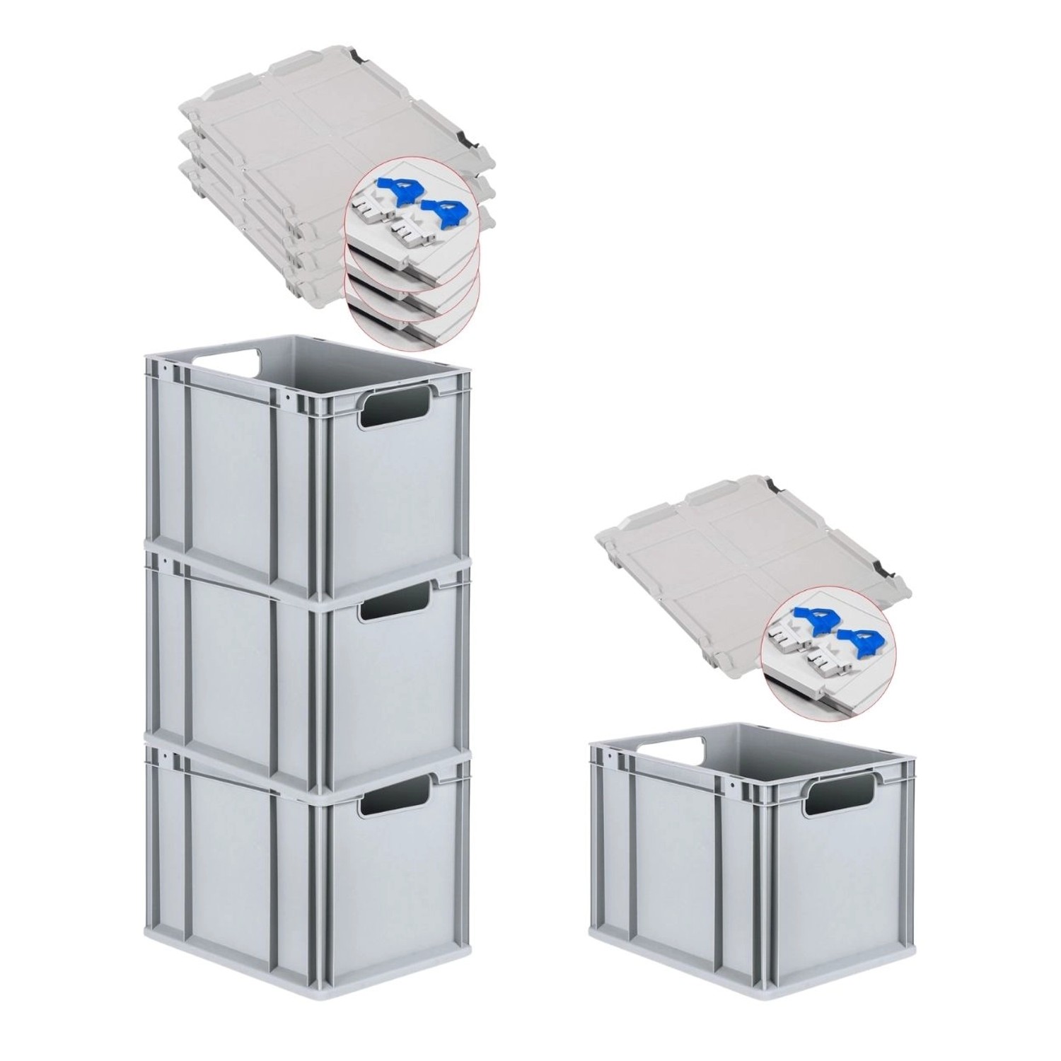 PROREGAL Spar Set 4x Eurobox Nextgen Economy Mit Scharnierdeckel & Blauen Schiebeschnappverschlüssen Griffe Offen HxBxT 32 x 30 x 40 cm 30 Liter PROREGAL Spar Set 4x Eurobox Nextgen Economy Mit Scharnierdeckel & Blauen Schiebeschnappverschlüssen Griffe Offen HxBxT 32 x 30 x 40 cm 30 Liter von PROREGAL