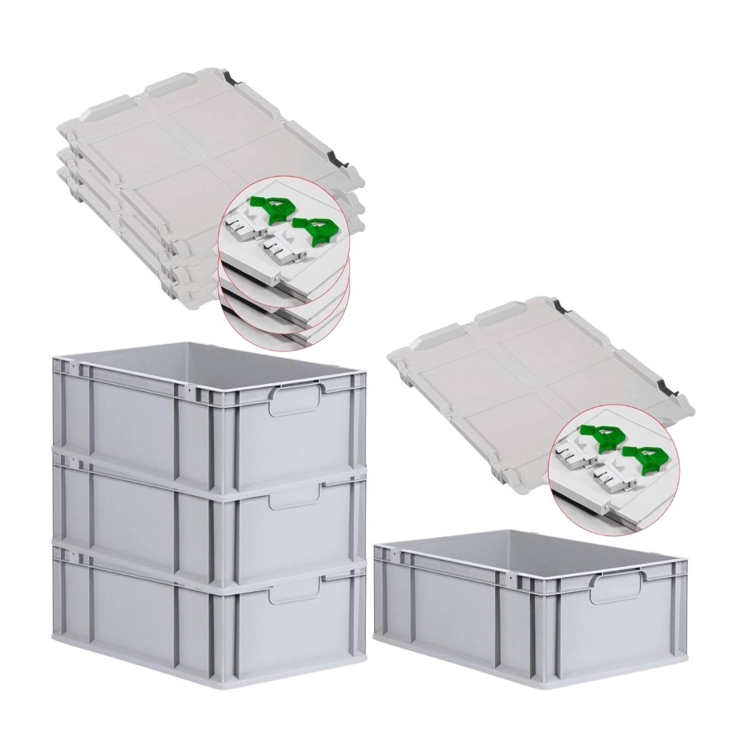 PROREGAL Spar Set 4x Eurobox Nextgen Economy Mit Scharnierdeckel & Grünen Schiebeschnappverschlüsse Griffe Geschlossen HxBxT 22 x 40 x 60 cm 44 Liter PROREGAL Spar Set 4x Eurobox Nextgen Economy Mit Scharnierdeckel & Grünen Schiebeschnappverschlüsse Griffe Geschlossen HxBxT 22 x 40 x 60 cm 44 Liter von PROREGAL