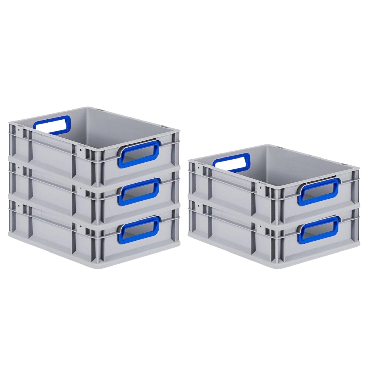 PROREGAL Spar Set 5x Eurobox Nextgen Color HxBxT 12 x 30 x 40 cm 11 Liter Griffe Blau Offen Glatter Boden Eurobehälter Transportbox von PROREGAL