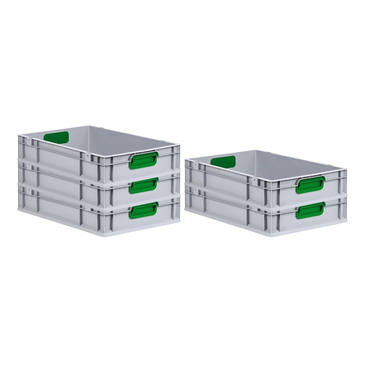 PROREGAL Spar Set 5x Eurobox Nextgen Color HxBxT 12 x 40 x 60 cm 23 Liter Griffe Grün Geschlossen Glatter Boden Eurobehälter Transportbox von PROREGAL