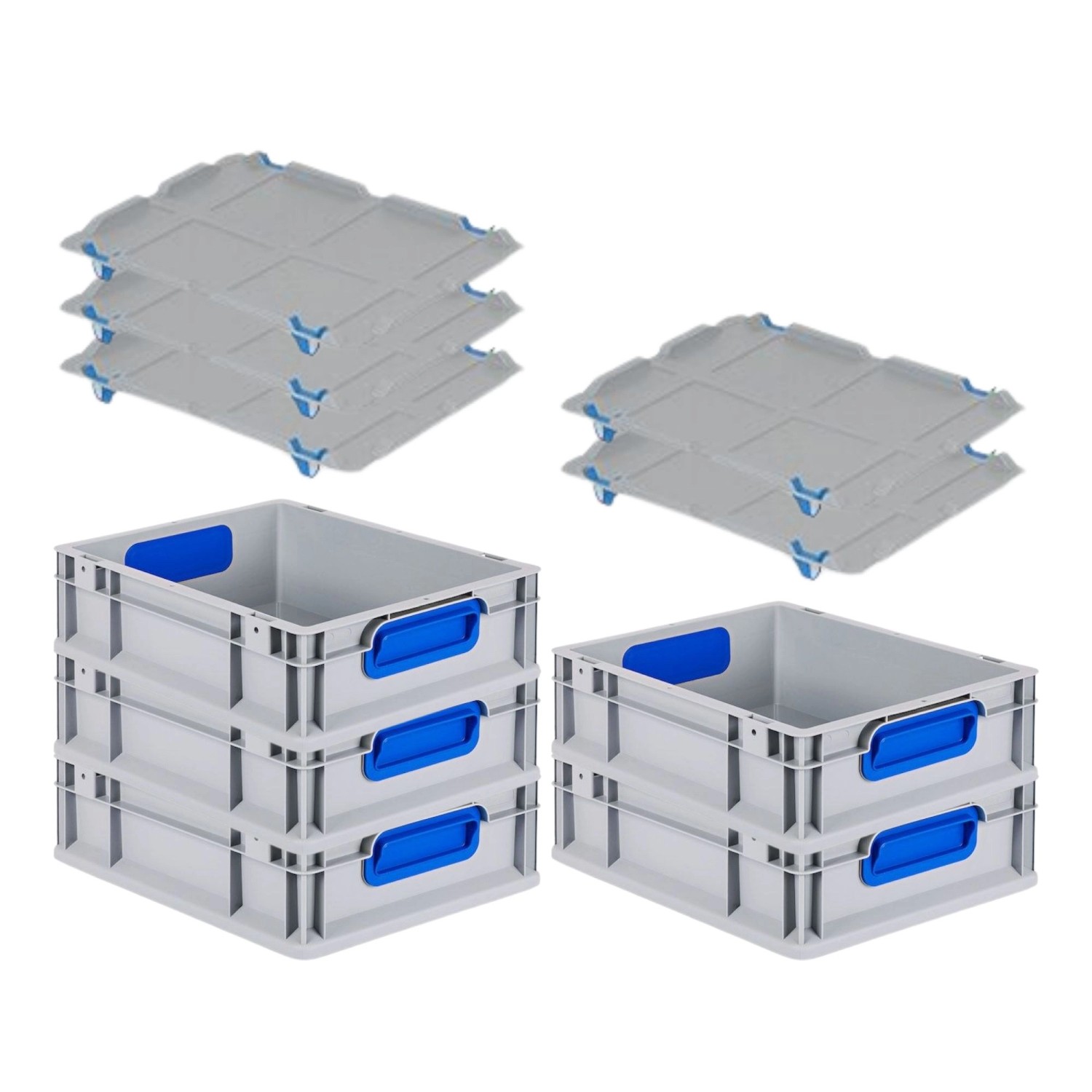 PROREGAL Spar Set 5x Eurobox Nextgen Color Mit Auflagedeckel & Schiebeschnappverschlüsse HxBxT 12 x 30 x 40 cm Griffe Blau Geschlossen Glatter Boden PROREGAL Spar Set 5x Eurobox Nextgen Color Mit Auflagedeckel & Schiebeschnappverschlüsse HxBxT 12 x 30 x 40 cm Griffe Blau Geschlossen Glatter Boden von PROREGAL