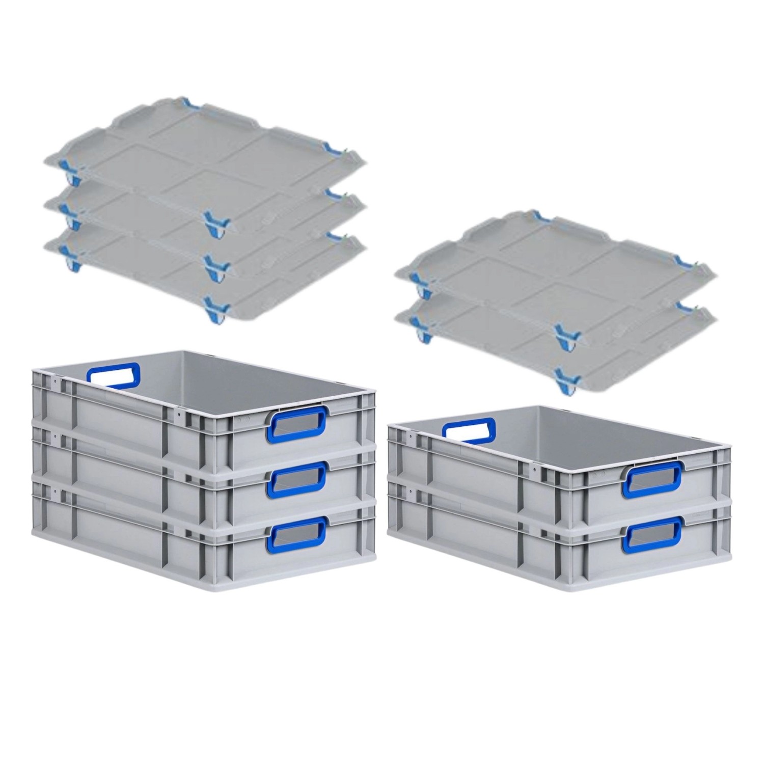 PROREGAL Spar Set 5x Eurobox Nextgen Color Mit Auflagedeckel & Schiebeschnappverschlüsse HxBxT 12 x 40 x 60 cm Griffe Blau Offen Glatter Boden PROREGAL Spar Set 5x Eurobox Nextgen Color Mit Auflagedeckel & Schiebeschnappverschlüsse HxBxT 12 x 40 x 60 cm Griffe Blau Offen Glatter Boden von PROREGAL