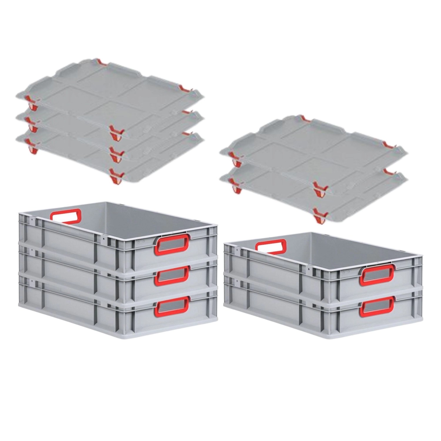 PROREGAL Spar Set 5x Eurobox Nextgen Color Mit Auflagedeckel & Schiebeschnappverschlüsse HxBxT 12 x 40 x 60 cm Griffe Rot Offen Glatter Boden PROREGAL Spar Set 5x Eurobox Nextgen Color Mit Auflagedeckel & Schiebeschnappverschlüsse HxBxT 12 x 40 x 60 cm Griffe Rot Offen Glatter Boden von PROREGAL