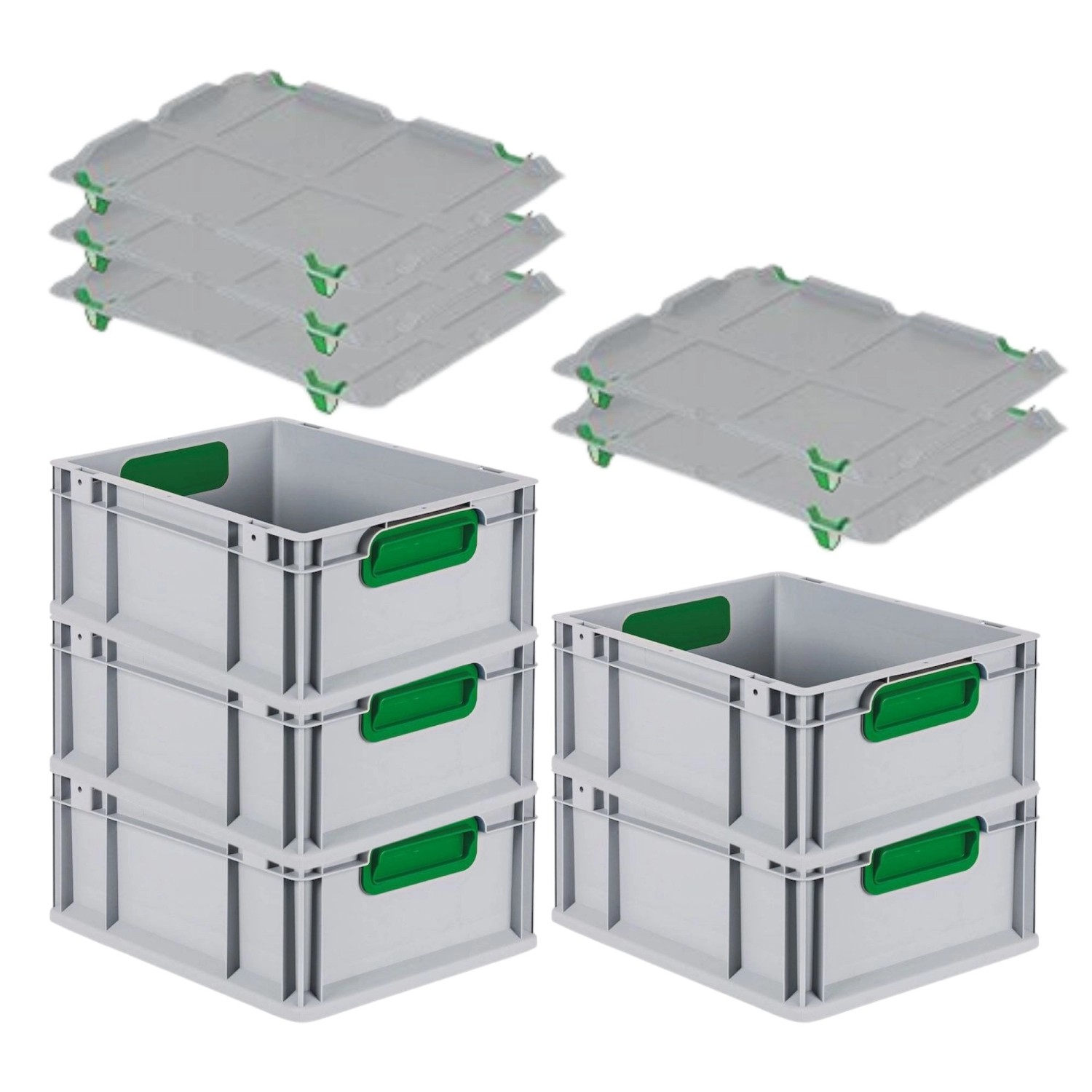PROREGAL Spar Set 5x Eurobox Nextgen Color Mit Auflagedeckel & Schiebeschnappverschlüsse HxBxT 17 x 30 x 40 cm Griffe Grün Geschlossen Glatter Boden PROREGAL Spar Set 5x Eurobox Nextgen Color Mit Auflagedeckel & Schiebeschnappverschlüsse HxBxT 17 x 30 x 40 cm Griffe Grün Geschlossen Glatter Boden von PROREGAL