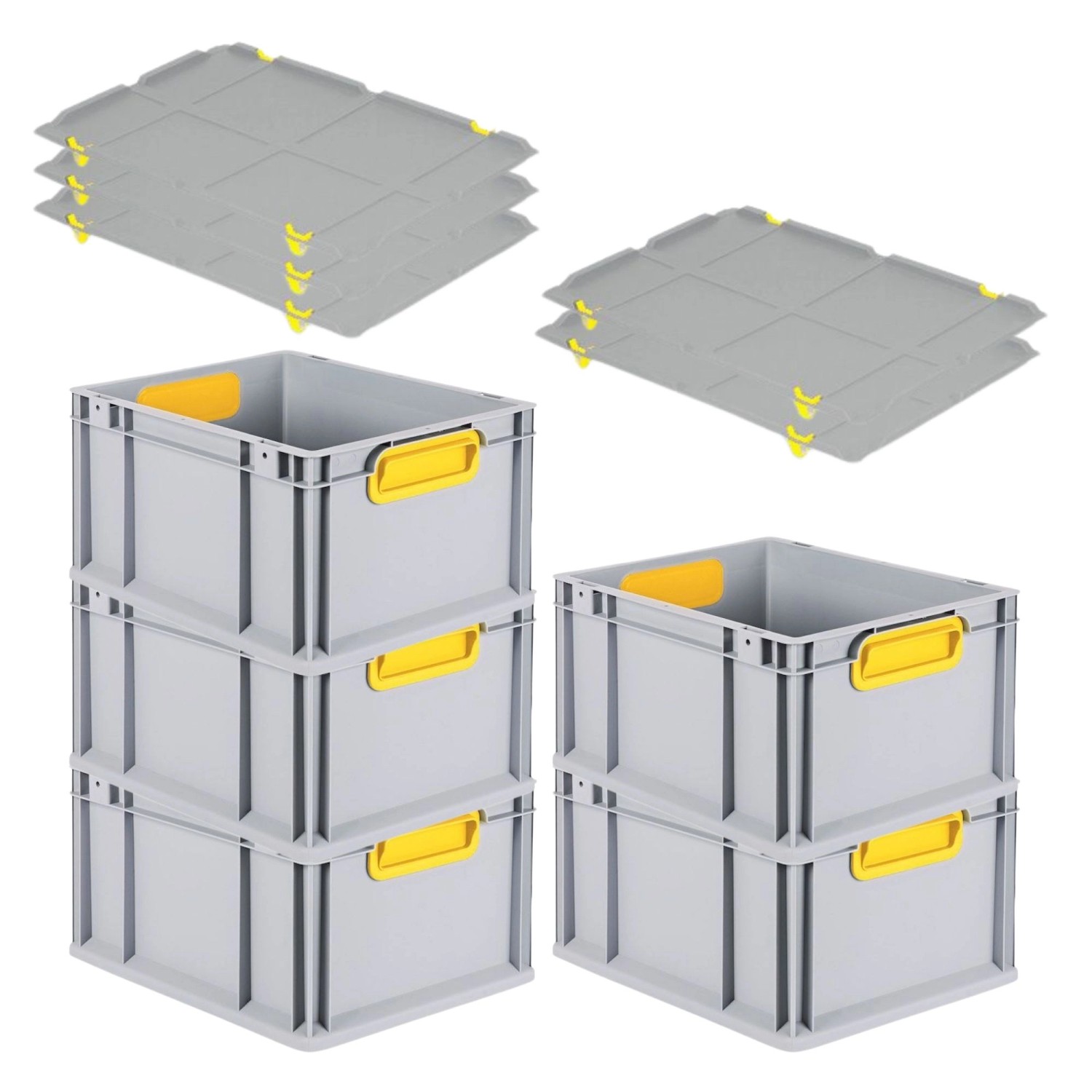 PROREGAL Spar Set 5x Eurobox Nextgen Color Mit Auflagedeckel & Schiebeschnappverschlüsse HxBxT 22 x 30 x 40 cm Griffe Gelb Geschlossen Glatter Boden PROREGAL Spar Set 5x Eurobox Nextgen Color Mit Auflagedeckel & Schiebeschnappverschlüsse HxBxT 22 x 30 x 40 cm Griffe Gelb Geschlossen Glatter Boden von PROREGAL