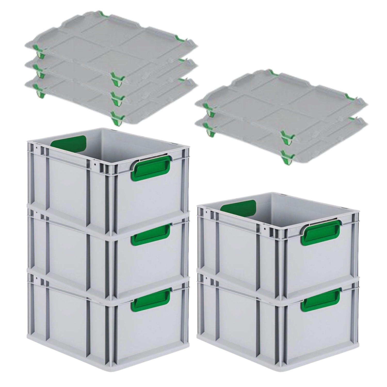PROREGAL Spar Set 5x Eurobox Nextgen Color Mit Auflagedeckel & Schiebeschnappverschlüsse HxBxT 22 x 30 x 40 cm Griffe Grün Geschlossen Glatter Boden PROREGAL Spar Set 5x Eurobox Nextgen Color Mit Auflagedeckel & Schiebeschnappverschlüsse HxBxT 22 x 30 x 40 cm Griffe Grün Geschlossen Glatter Boden von PROREGAL