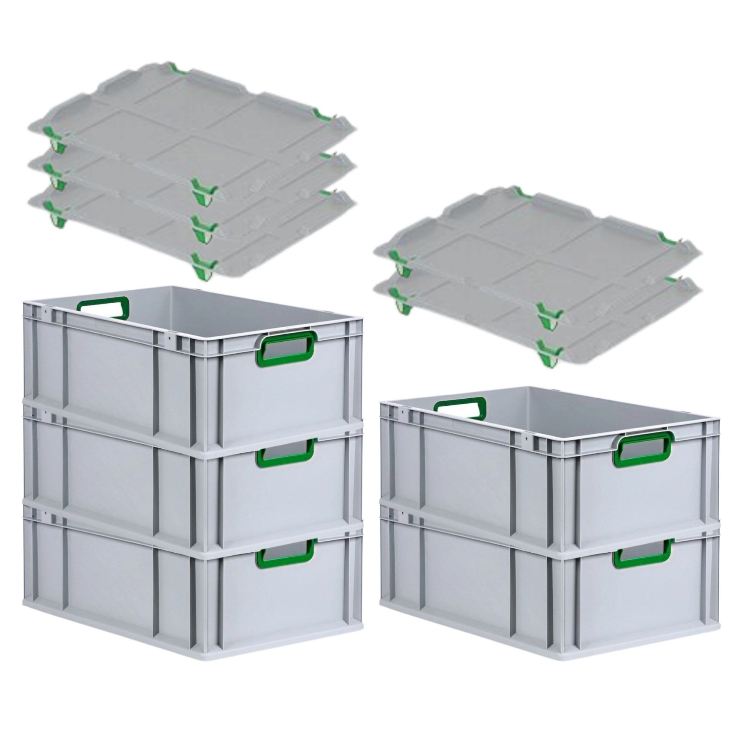 PROREGAL Spar Set 5x Eurobox Nextgen Color Mit Auflagedeckel & Schiebeschnappverschlüsse HxBxT 22 x 40 x 60 cm Griffe Grün Offen Verstärkter Boden PROREGAL Spar Set 5x Eurobox Nextgen Color Mit Auflagedeckel & Schiebeschnappverschlüsse HxBxT 22 x 40 x 60 cm Griffe Grün Offen Verstärkter Boden von PROREGAL