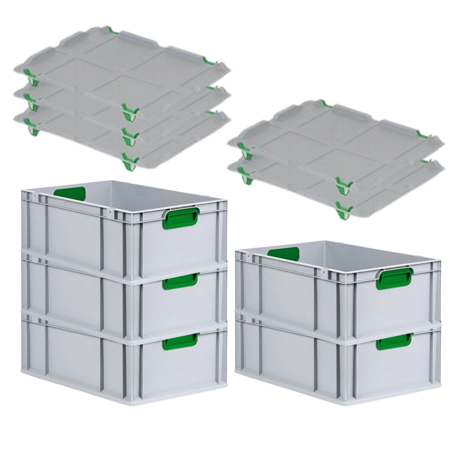 PROREGAL Spar Set 5x Eurobox Nextgen Color Mit Auflagedeckel & Schiebeschnappverschlüsse HxBxT 22 x 40 x 60 cm Griffe Grün Verstärkter Boden PROREGAL Spar Set 5x Eurobox Nextgen Color Mit Auflagedeckel & Schiebeschnappverschlüsse HxBxT 22 x 40 x 60 cm Griffe Grün Verstärkter Boden von PROREGAL