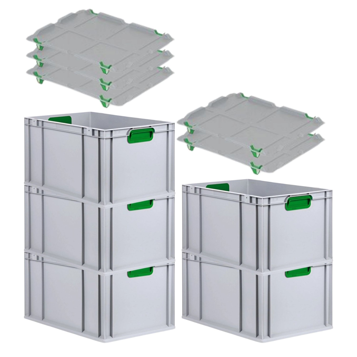 PROREGAL Spar Set 5x Eurobox Nextgen Color Mit Auflagedeckel & Schiebeschnappverschlüsse HxBxT 32 x 40 x 60 cm Griffe Grün Verstärkter Boden PROREGAL Spar Set 5x Eurobox Nextgen Color Mit Auflagedeckel & Schiebeschnappverschlüsse HxBxT 32 x 40 x 60 cm Griffe Grün Verstärkter Boden von PROREGAL