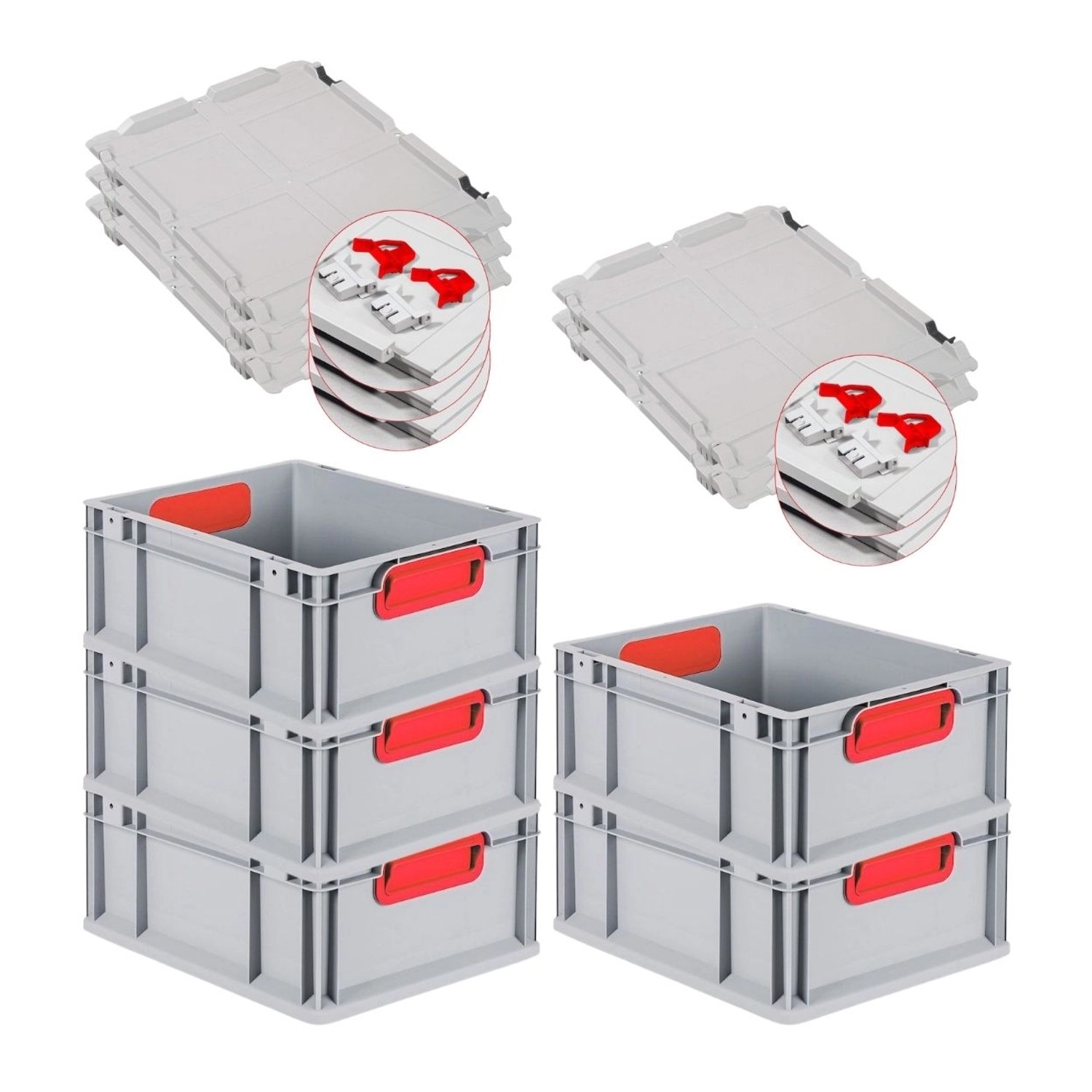 PROREGAL Spar Set 5x Eurobox Nextgen Color Mit Scharnierdeckel & Schiebeschnappverschlüsse HxBxT 12 x 30 x 40 cm Griffe Blau Geschlossen Glatter Boden PROREGAL Spar Set 5x Eurobox Nextgen Color Mit Scharnierdeckel & Schiebeschnappverschlüsse HxBxT 12 x 30 x 40 cm Griffe Blau Geschlossen Glatter Boden von PROREGAL