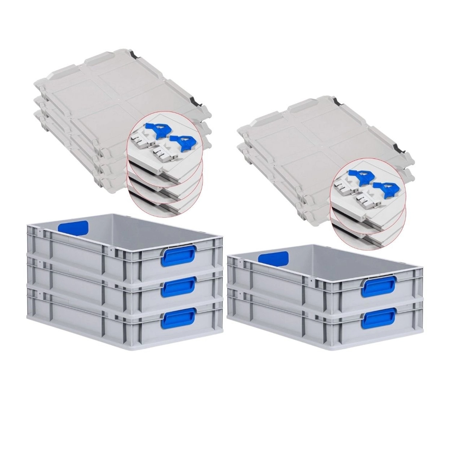 PROREGAL Spar Set 5x Eurobox Nextgen Color Mit Scharnierdeckel & Schiebeschnappverschlüsse HxBxT 12 x 40 x 60 cm Griffe Blau Geschlossen Glatter Boden PROREGAL Spar Set 5x Eurobox Nextgen Color Mit Scharnierdeckel & Schiebeschnappverschlüsse HxBxT 12 x 40 x 60 cm Griffe Blau Geschlossen Glatter Boden von PROREGAL