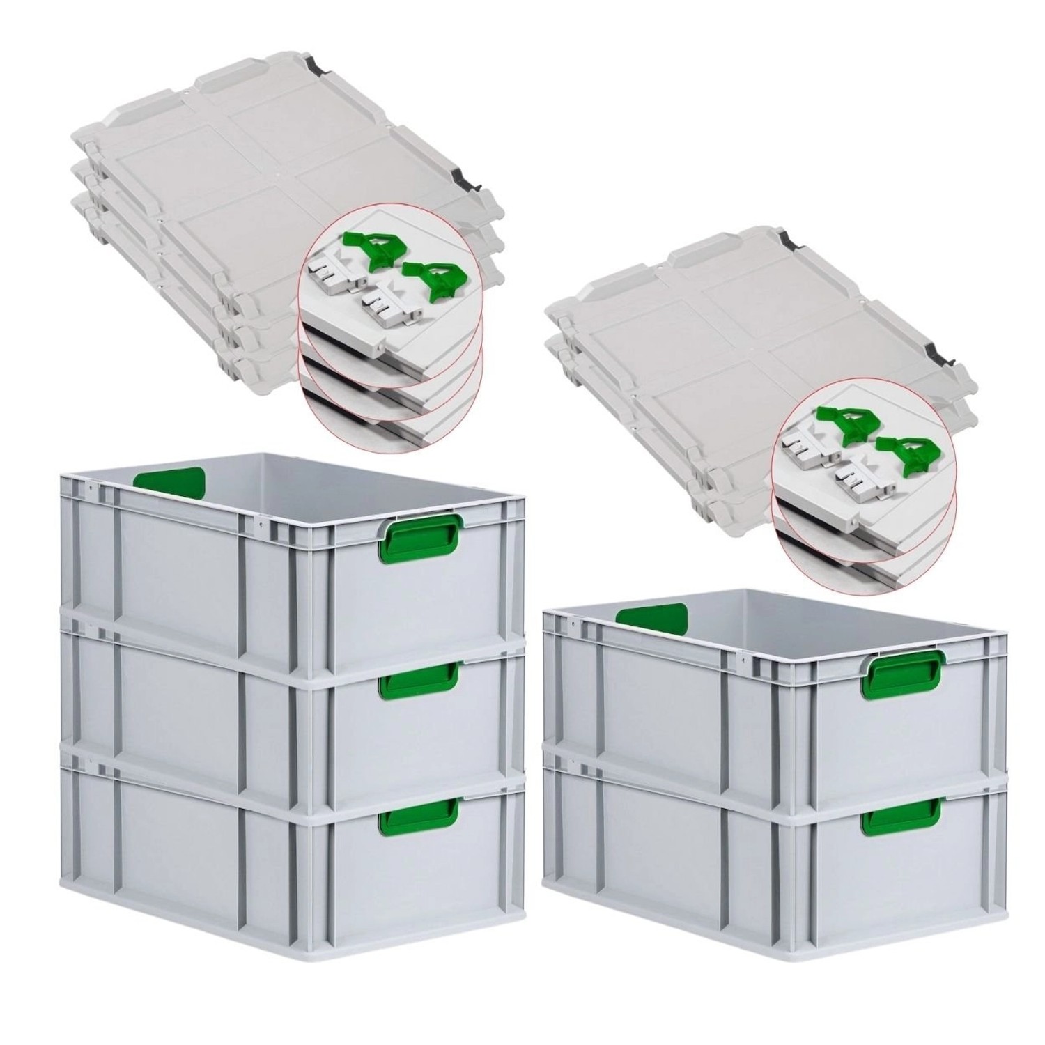 PROREGAL Spar Set 5x Eurobox Nextgen Color Mit Scharnierdeckel & Schiebeschnappverschlüsse HxBxT 22 x 40 x 60 cm Griffe Grün Verstärkter Boden PROREGAL Spar Set 5x Eurobox Nextgen Color Mit Scharnierdeckel & Schiebeschnappverschlüsse HxBxT 22 x 40 x 60 cm Griffe Grün Verstärkter Boden von PROREGAL