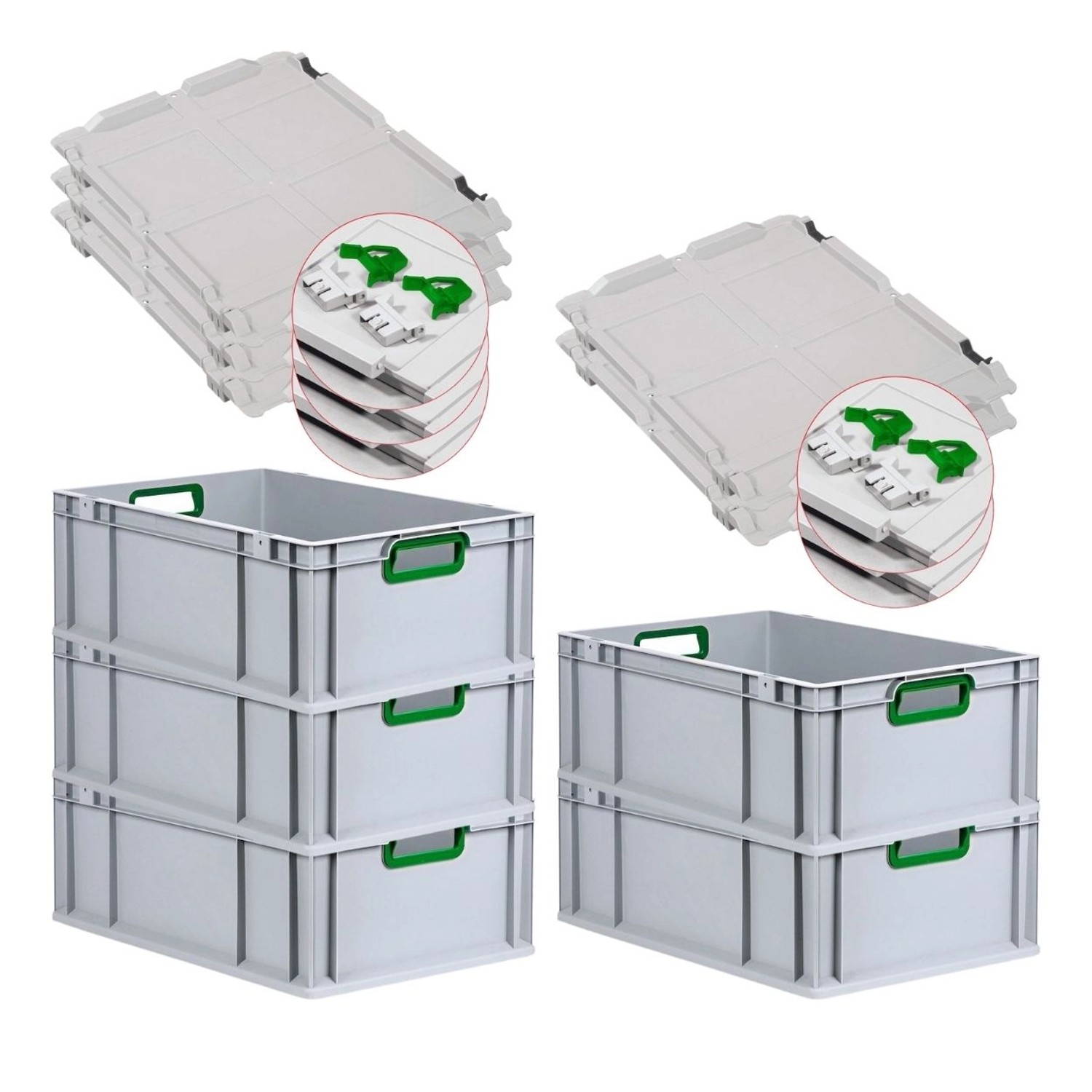 PROREGAL Spar Set 5x Eurobox Nextgen Color Mit Scharnierdeckel & Schiebeschnappverschlüssen HxBxT 22 x 40 x 60 cm Griffe Grün Offen Verstärkter Boden PROREGAL Spar Set 5x Eurobox Nextgen Color Mit Scharnierdeckel & Schiebeschnappverschlüssen HxBxT 22 x 40 x 60 cm Griffe Grün Offen Verstärkter Boden von PROREGAL