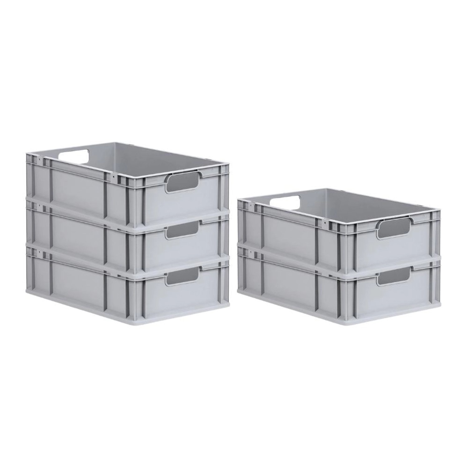 PROREGAL Spar Set 5x Eurobox Nextgen Economy Griffe Offen HxBxT 17 x 40 x 60 cm 34 Liter Eurobehälter Transportbox Transportbehälter von PROREGAL