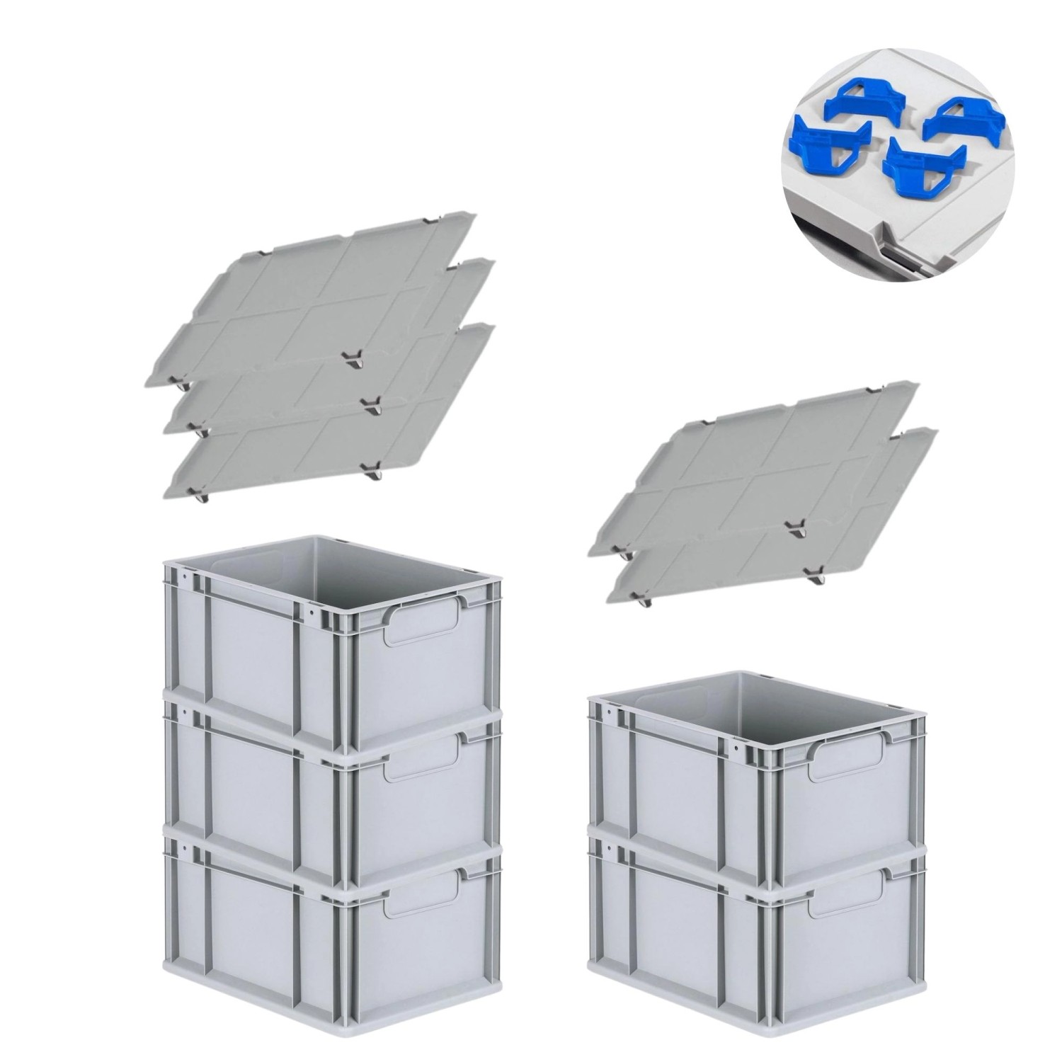PROREGAL Spar Set 5x Eurobox Nextgen Economy Mit Auflagedeckel & 4x Schiebeschnappverschlüsse Blau Griffe Geschlossen HxBxT 22 x 30 x 40 cm 20 Liter PROREGAL Spar Set 5x Eurobox Nextgen Economy Mit Auflagedeckel & 4x Schiebeschnappverschlüsse Blau Griffe Geschlossen HxBxT 22 x 30 x 40 cm 20 Liter von PROREGAL
