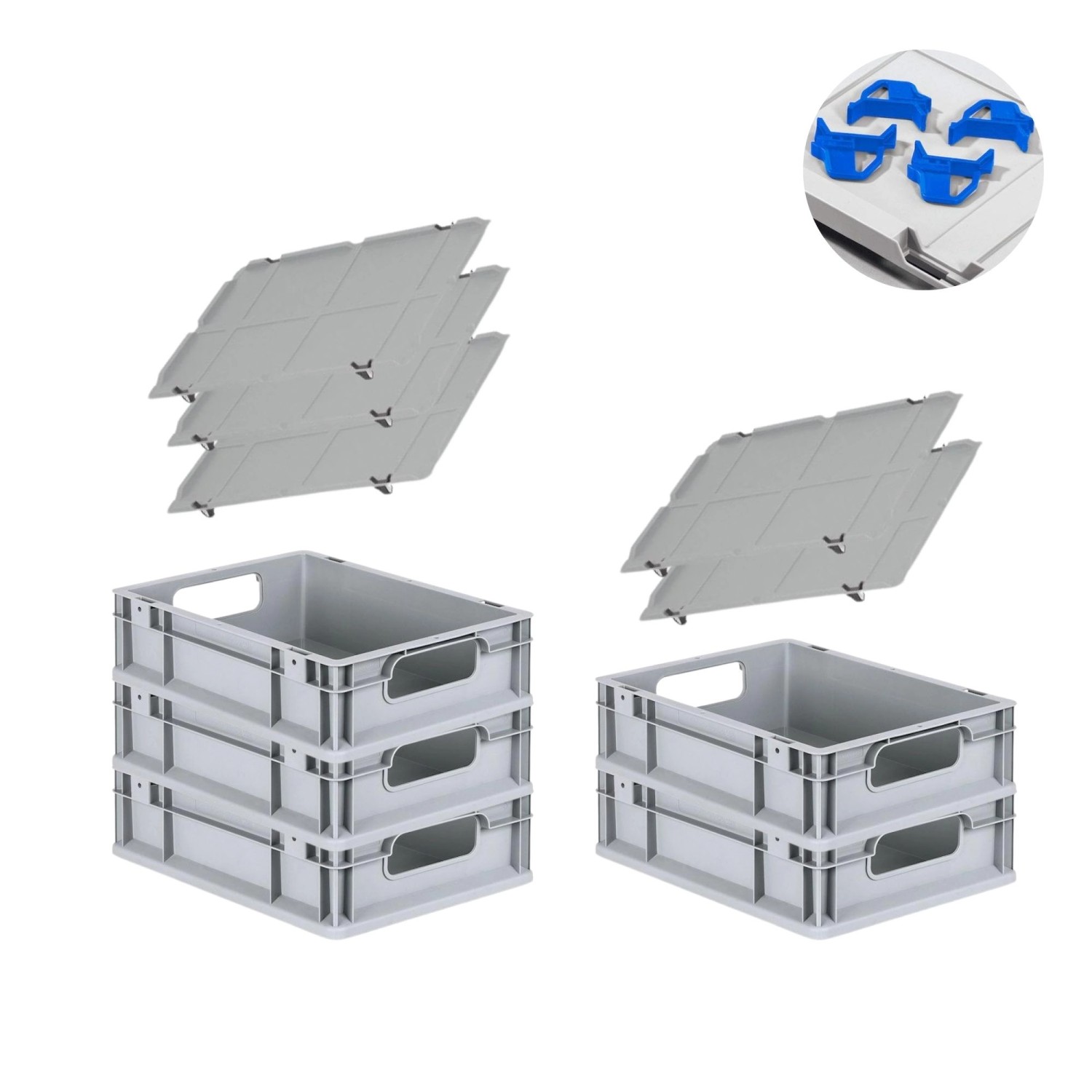 PROREGAL Spar Set 5x Eurobox Nextgen Economy Mit Auflagedeckel & 4x Schiebeschnappverschlüsse Blau Griffe Offen HxBxT 12 x 30 x 40 cm 11 Liter PROREGAL Spar Set 5x Eurobox Nextgen Economy Mit Auflagedeckel & 4x Schiebeschnappverschlüsse Blau Griffe Offen HxBxT 12 x 30 x 40 cm 11 Liter von PROREGAL