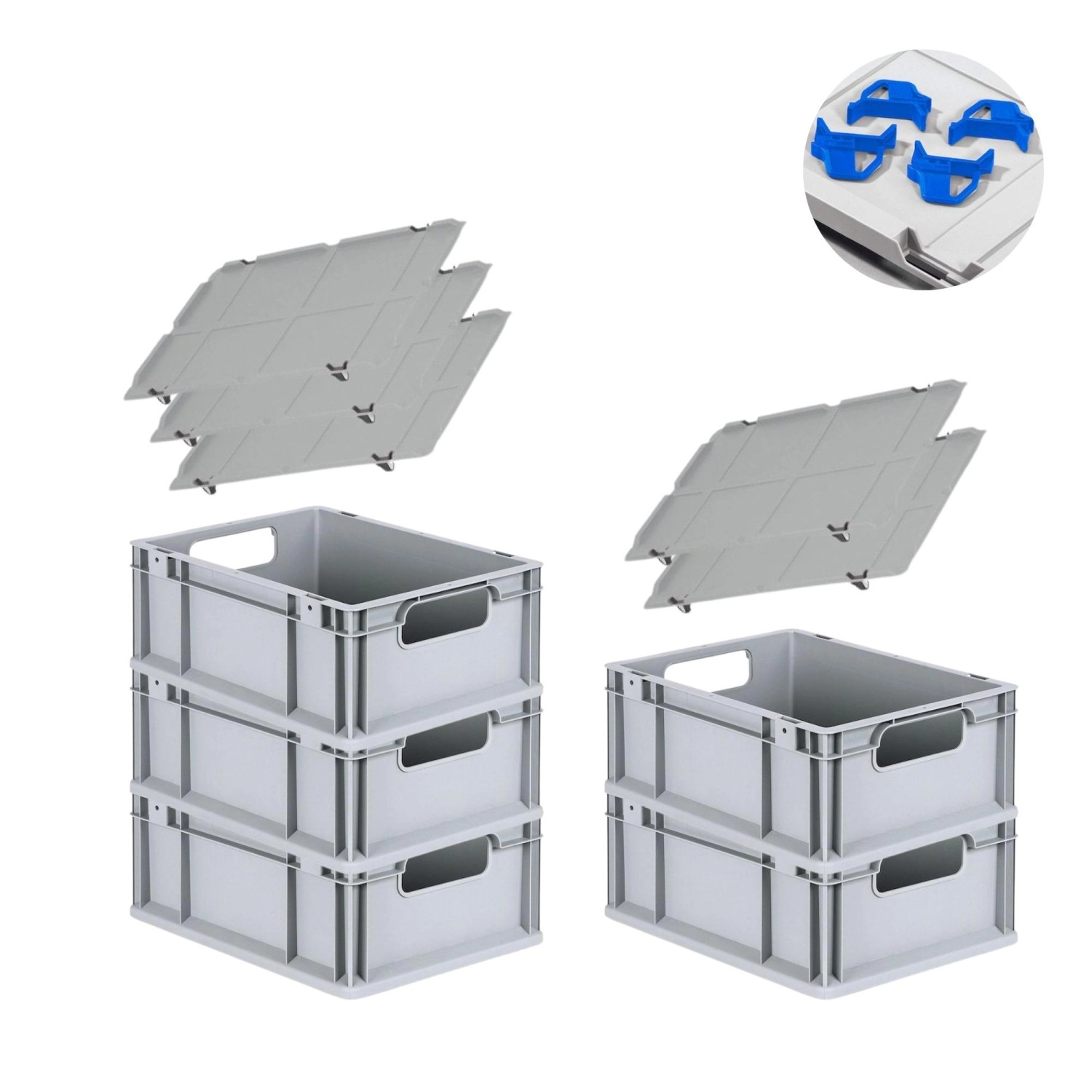 PROREGAL Spar Set 5x Eurobox Nextgen Economy Mit Auflagedeckel & 4x Schiebeschnappverschlüsse Blau Griffe Offen HxBxT 17 x 30 x 40 cm 16 Liter PROREGAL Spar Set 5x Eurobox Nextgen Economy Mit Auflagedeckel & 4x Schiebeschnappverschlüsse Blau Griffe Offen HxBxT 17 x 30 x 40 cm 16 Liter von PROREGAL