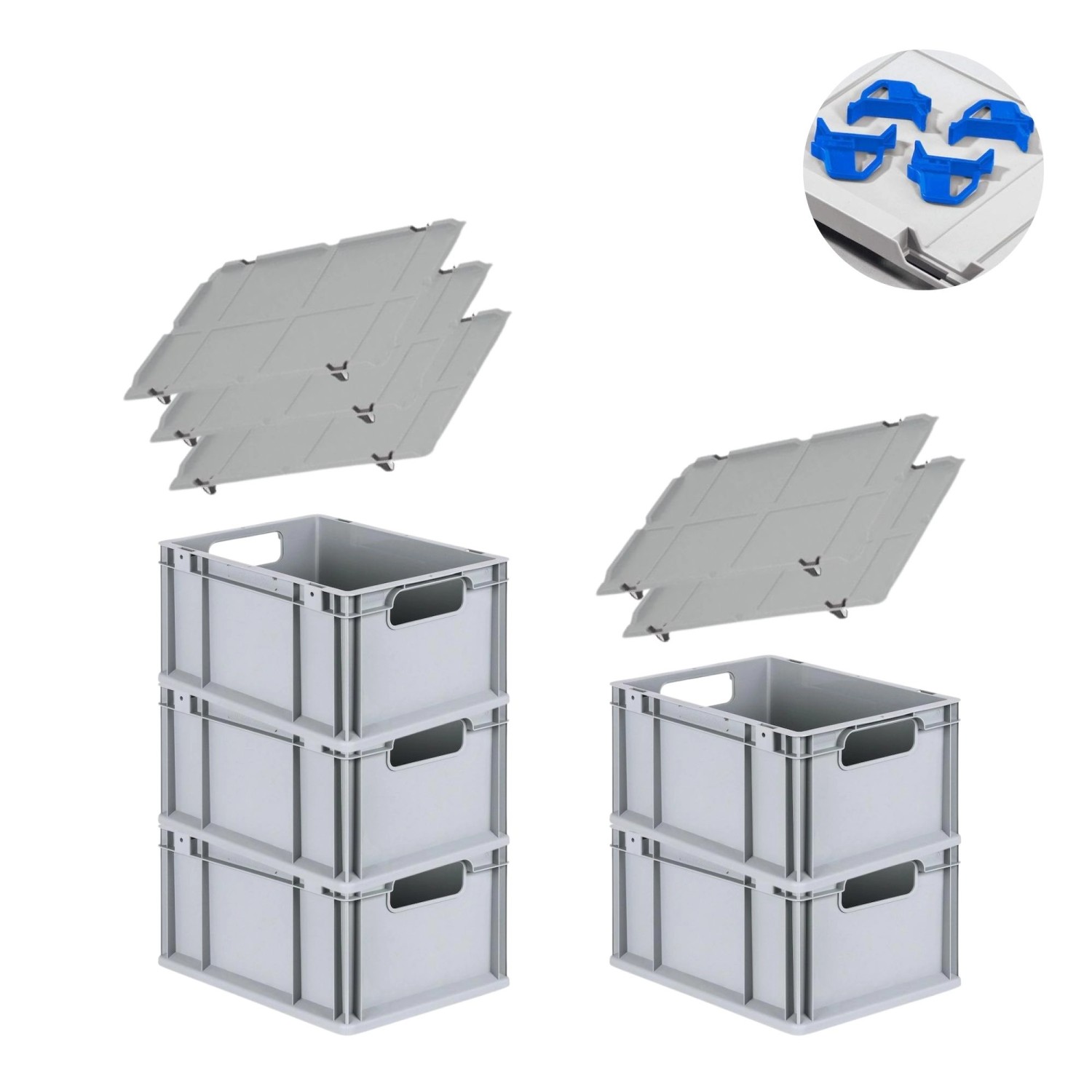 PROREGAL Spar Set 5x Eurobox Nextgen Economy Mit Auflagedeckel & 4x Schiebeschnappverschlüsse Blau Griffe Offen HxBxT 22 x 30 x 40 cm 20 Liter PROREGAL Spar Set 5x Eurobox Nextgen Economy Mit Auflagedeckel & 4x Schiebeschnappverschlüsse Blau Griffe Offen HxBxT 22 x 30 x 40 cm 20 Liter von PROREGAL