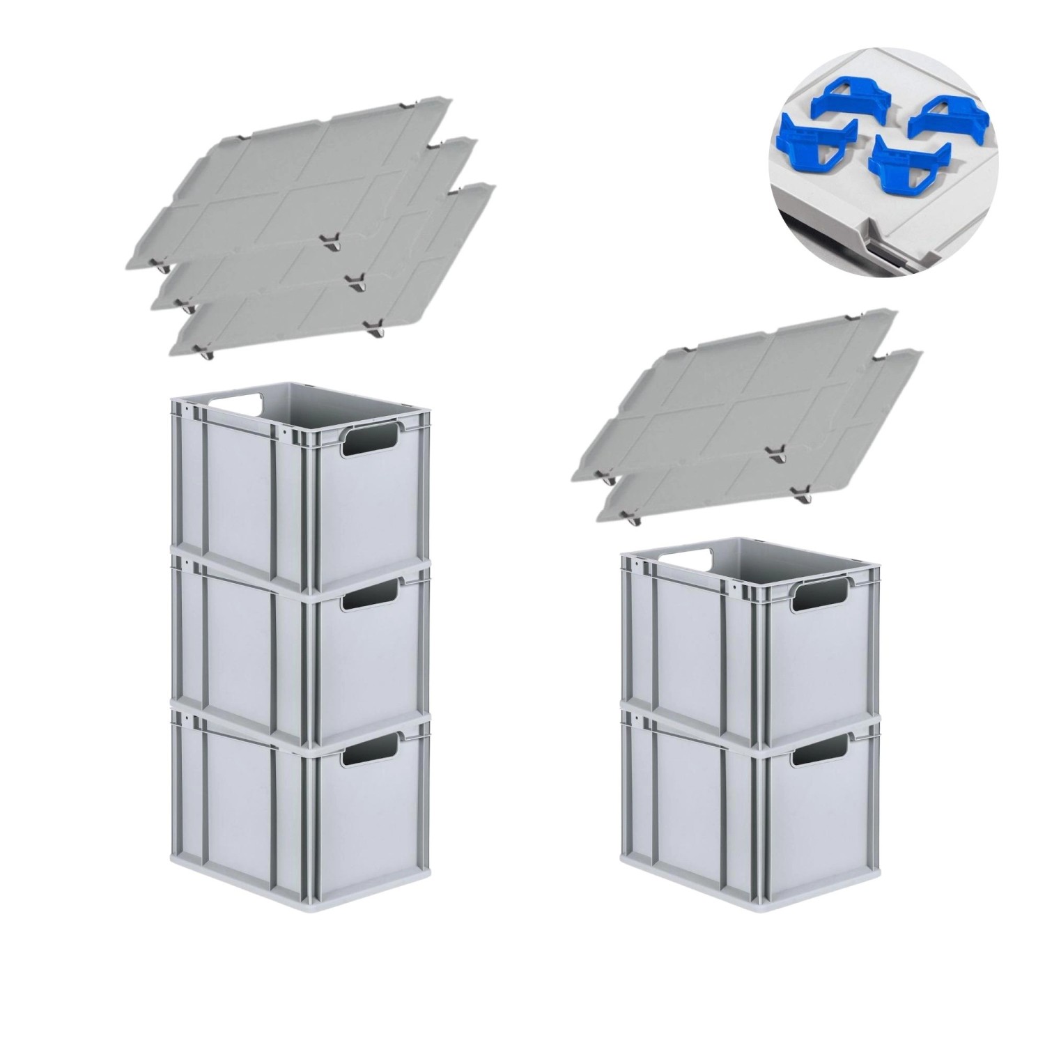 PROREGAL Spar Set 5x Eurobox Nextgen Economy Mit Auflagedeckel & 4x Schiebeschnappverschlüsse Blau Griffe Offen HxBxT 32 x 30 x 40 cm 30 Liter PROREGAL Spar Set 5x Eurobox Nextgen Economy Mit Auflagedeckel & 4x Schiebeschnappverschlüsse Blau Griffe Offen HxBxT 32 x 30 x 40 cm 30 Liter von PROREGAL